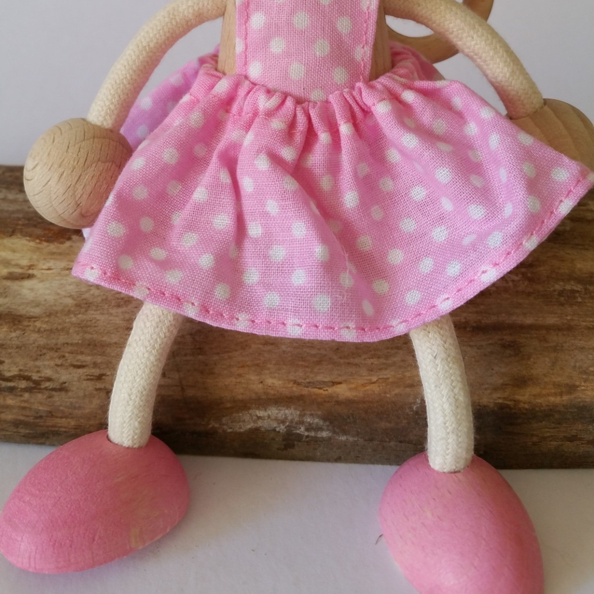 Handcrafted Cat Girl Wooden Bouncy Puppet 🐱🎀