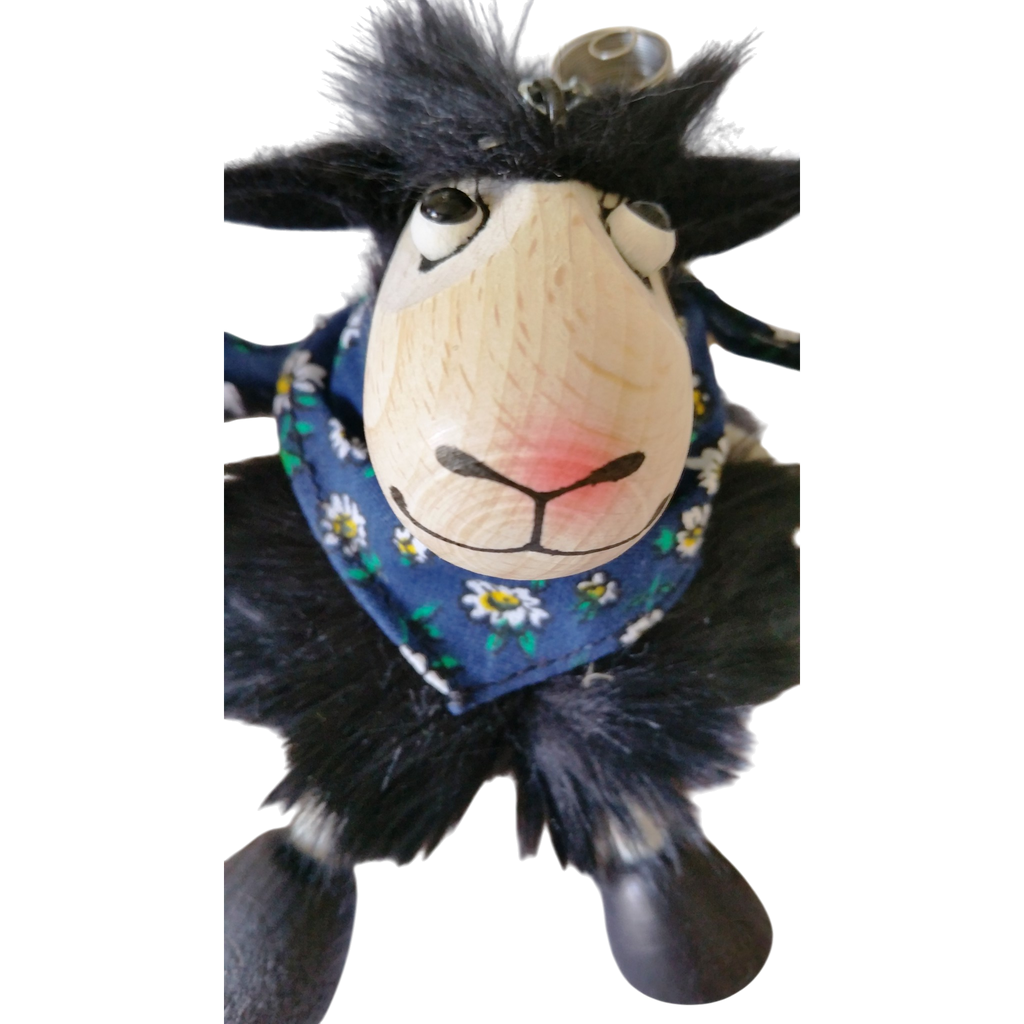 Handcrafted Black Sheep Boy Wooden Bouncy Puppet 🐑🌿