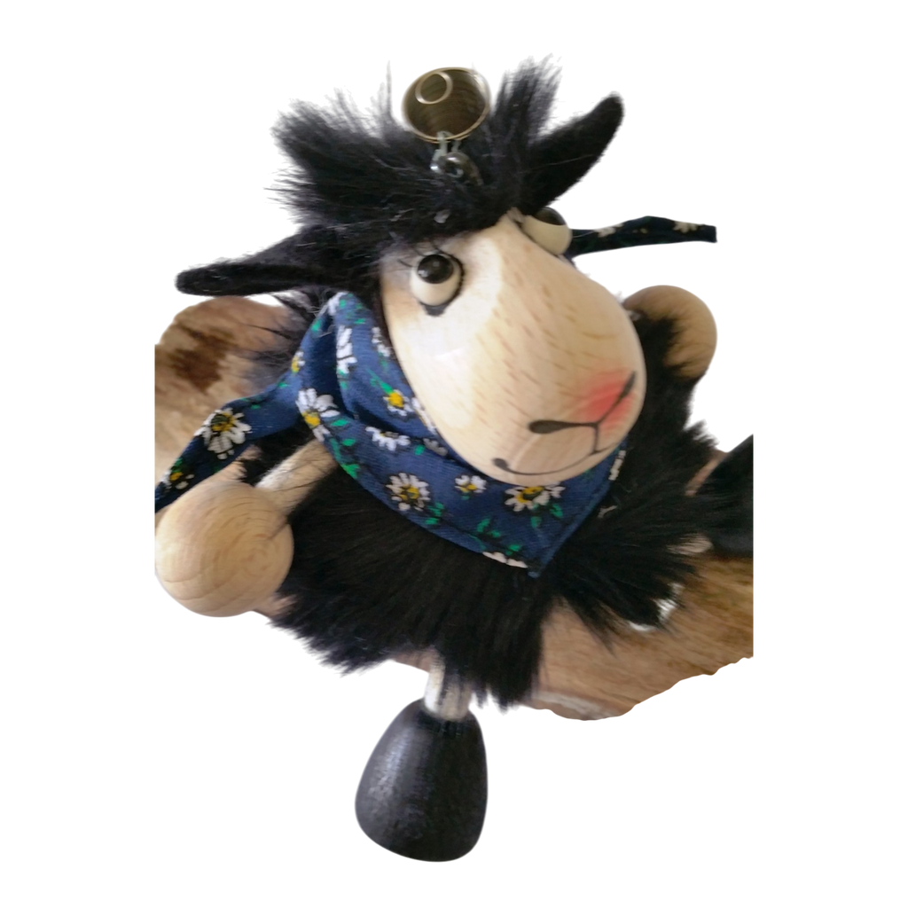 Handcrafted Black Sheep Boy Wooden Bouncy Puppet 🐑🌿
