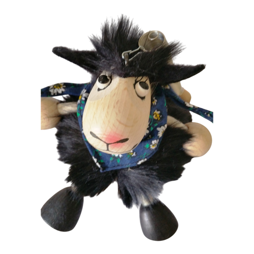 Handcrafted Black Sheep Boy Wooden Bouncy Puppet 🐑🌿