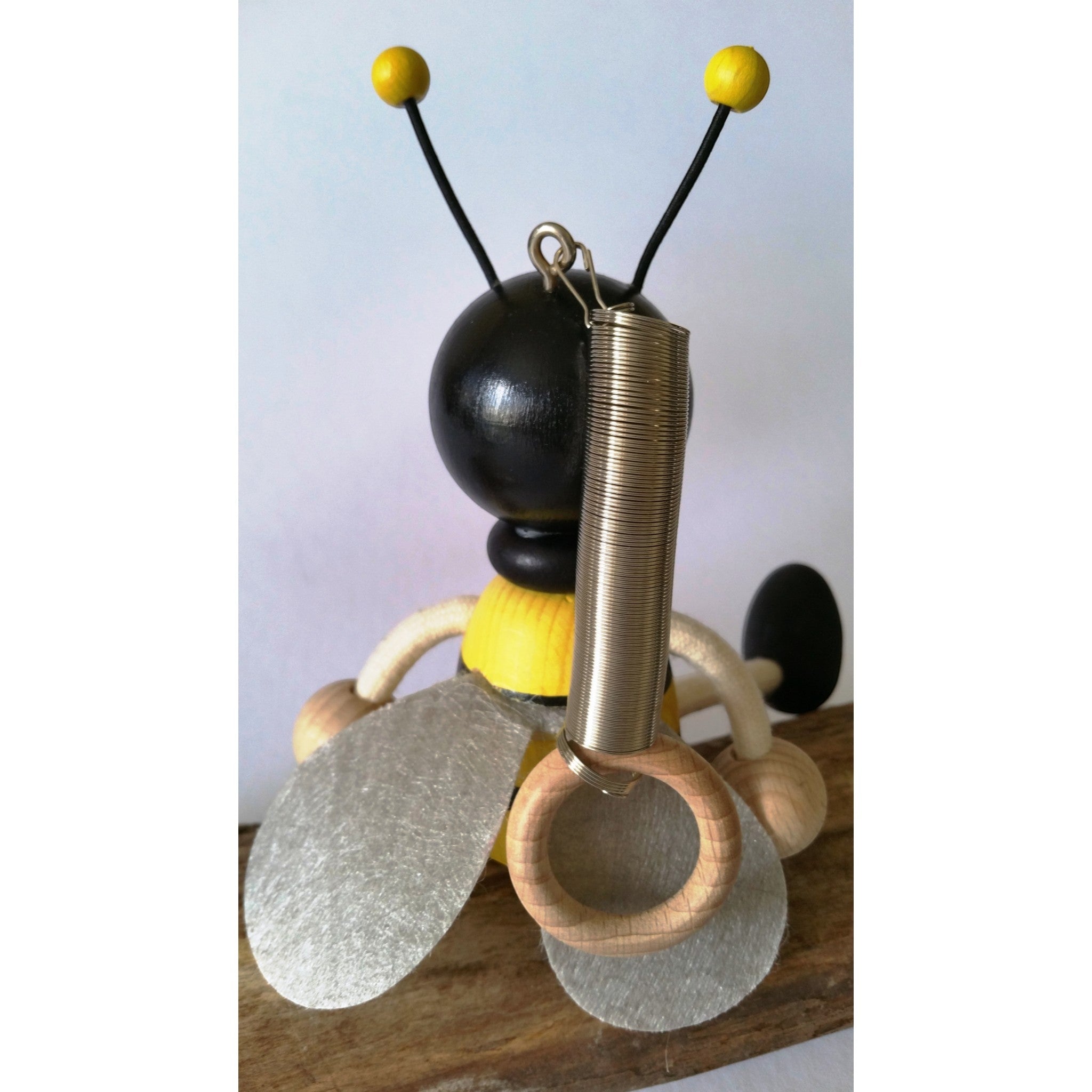 Handcrafted Bumblebee Wooden Bouncy Puppet 🐝