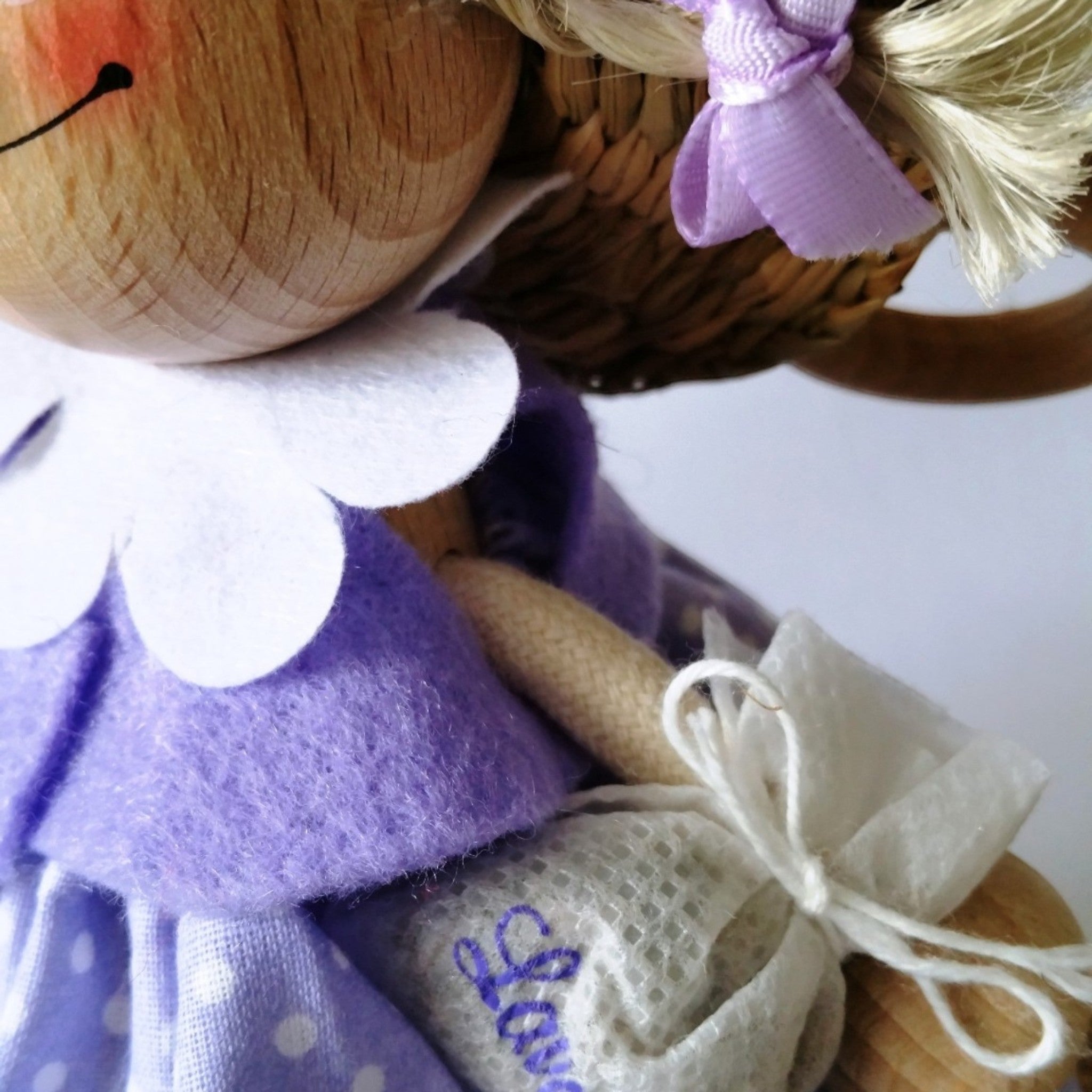 Handcrafted Lavender Girl Wooden Bouncy Puppet 💐💜