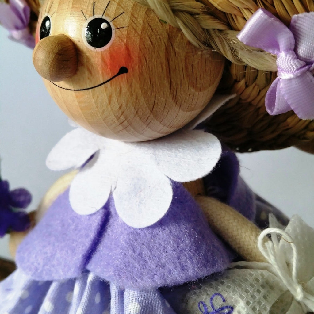 Handcrafted Lavender Girl Wooden Bouncy Puppet 💐💜