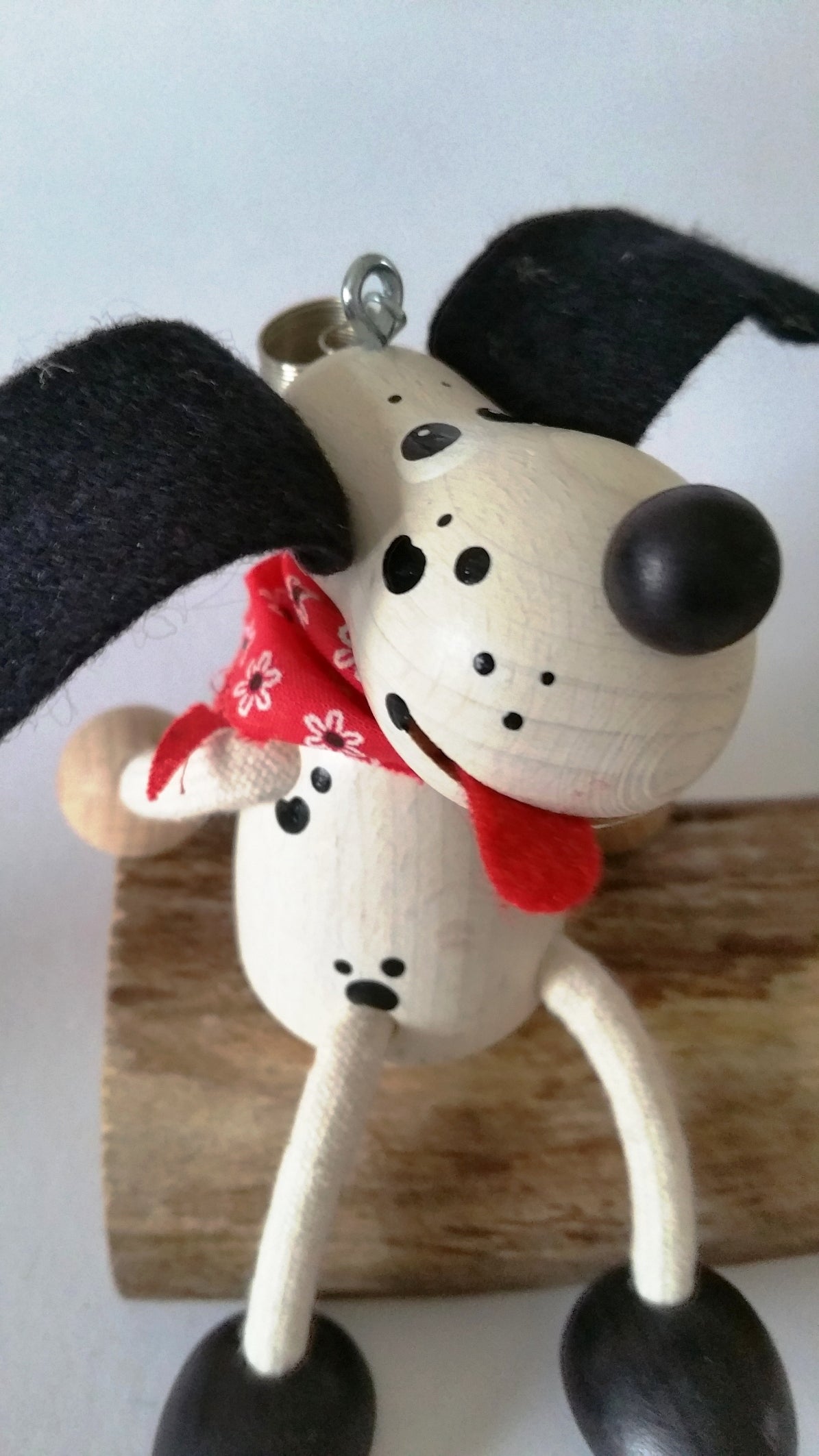Handcrafted Dalmatian Dog Wooden Bouncy Puppet Nursery Decor 🐶