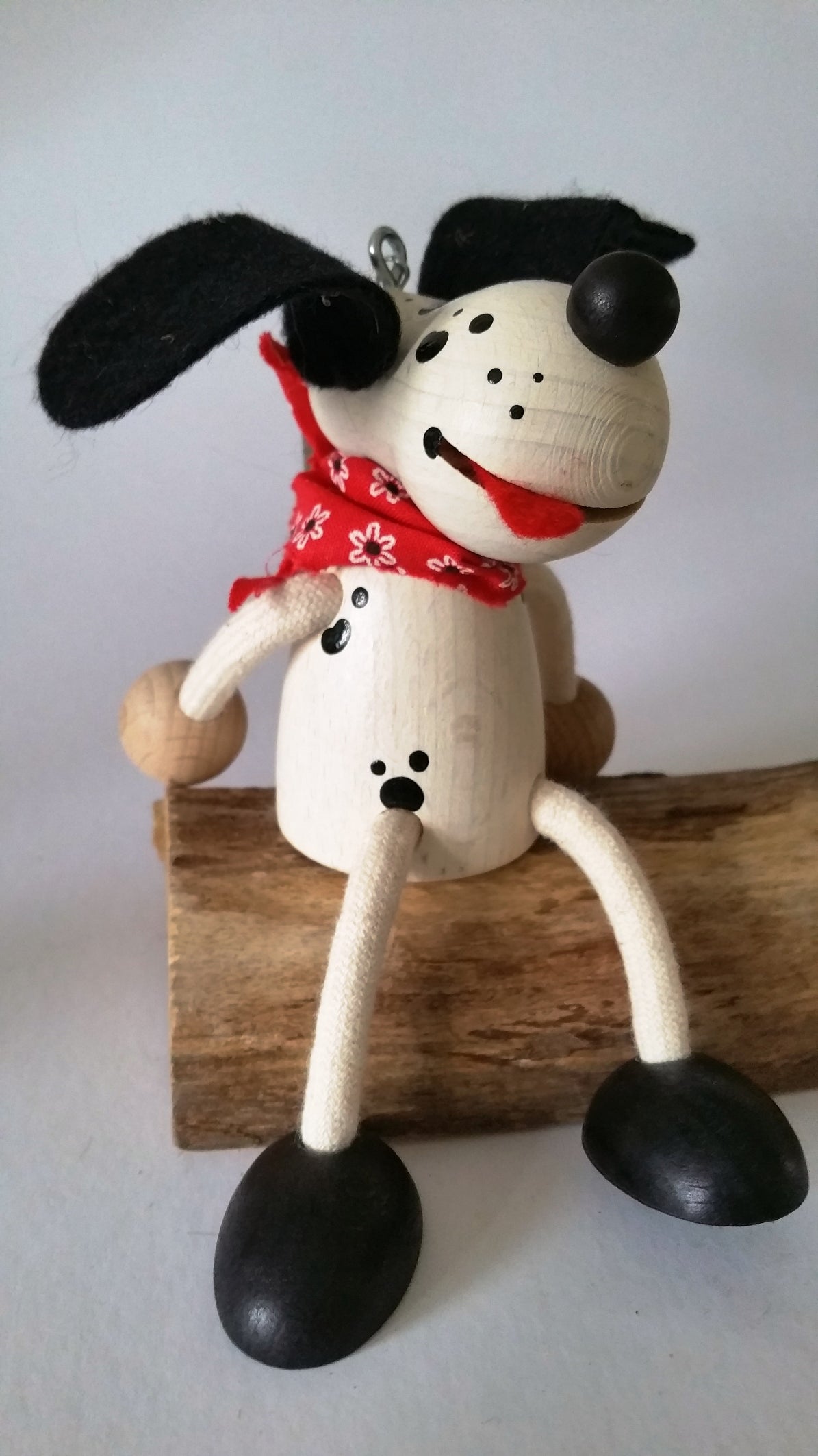 Handcrafted Dalmatian Dog Wooden Bouncy Puppet Nursery Decor 🐶