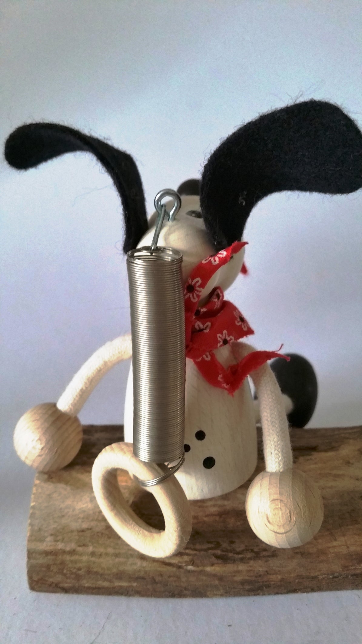 Handcrafted Dalmatian Dog Wooden Bouncy Puppet Nursery Decor 🐶