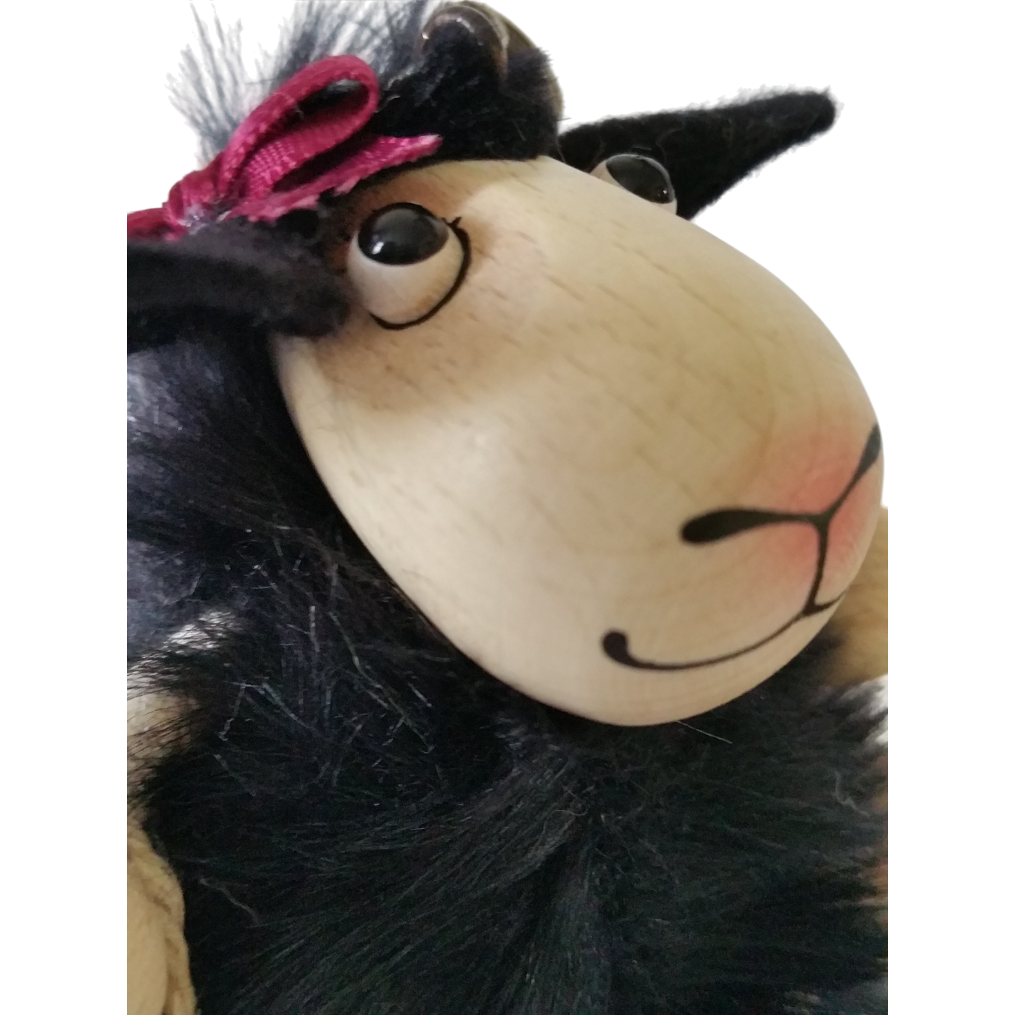 Handcrafted Black Sheep Girl Wooden Bouncy Puppet 🐑🌸