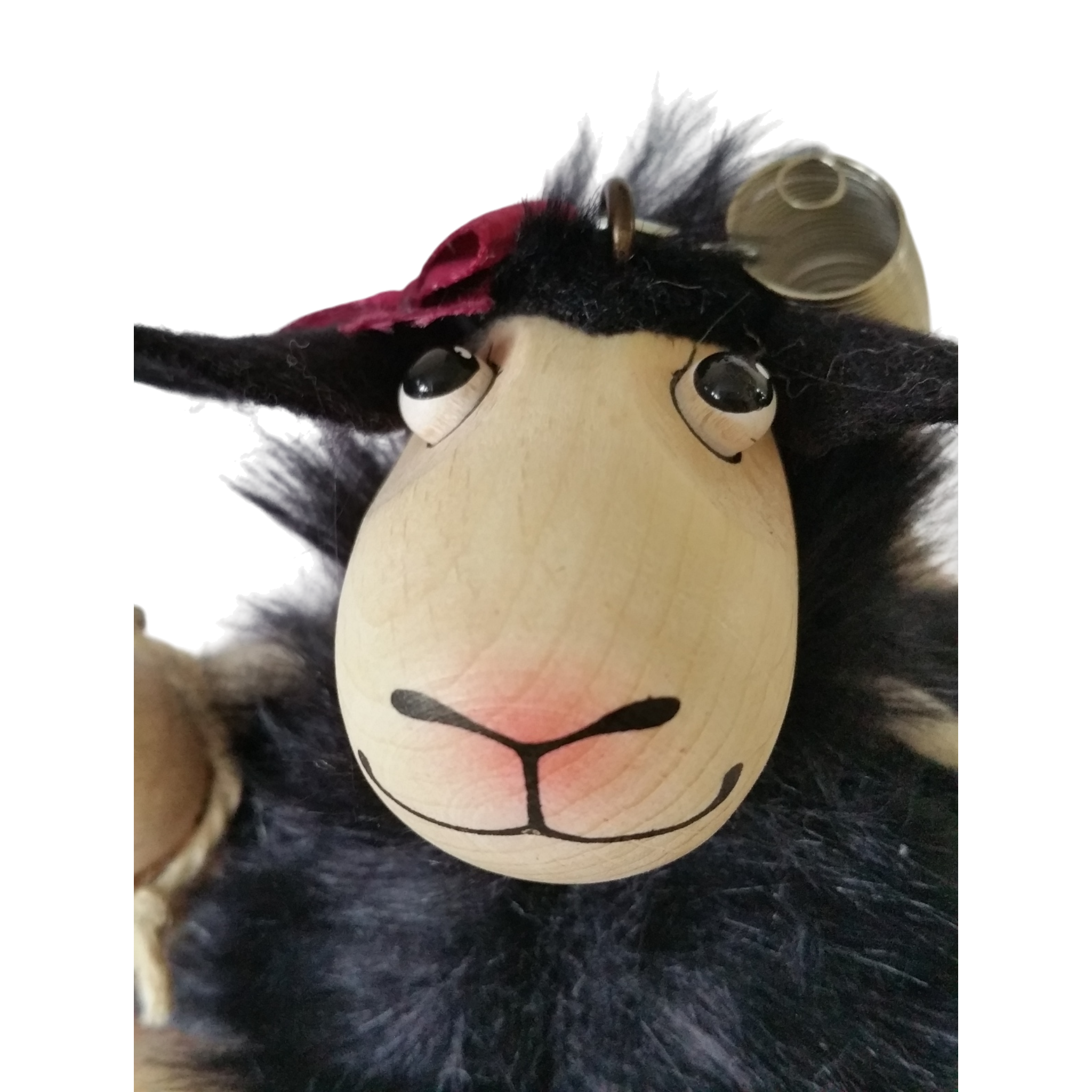 Handcrafted Black Sheep Girl Wooden Bouncy Puppet 🐑🌸