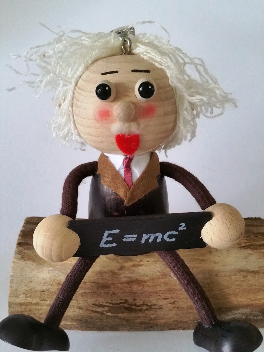Handcrafted Einstein Wooden Bouncy Puppet 🧑‍🔬⚡