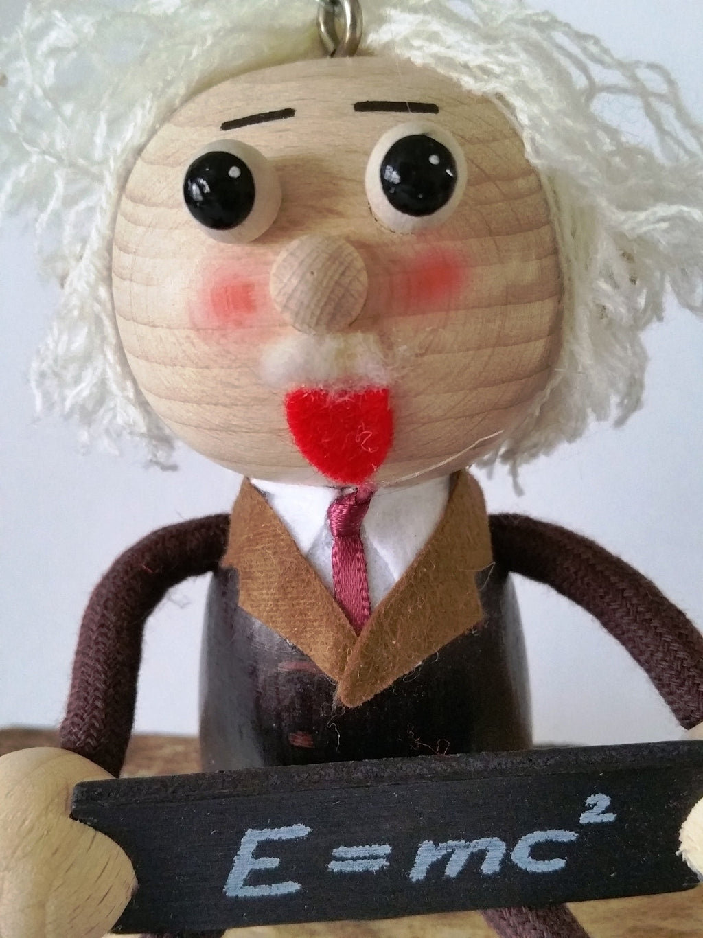 Handcrafted Einstein Wooden Bouncy Puppet 🧑‍🔬⚡
