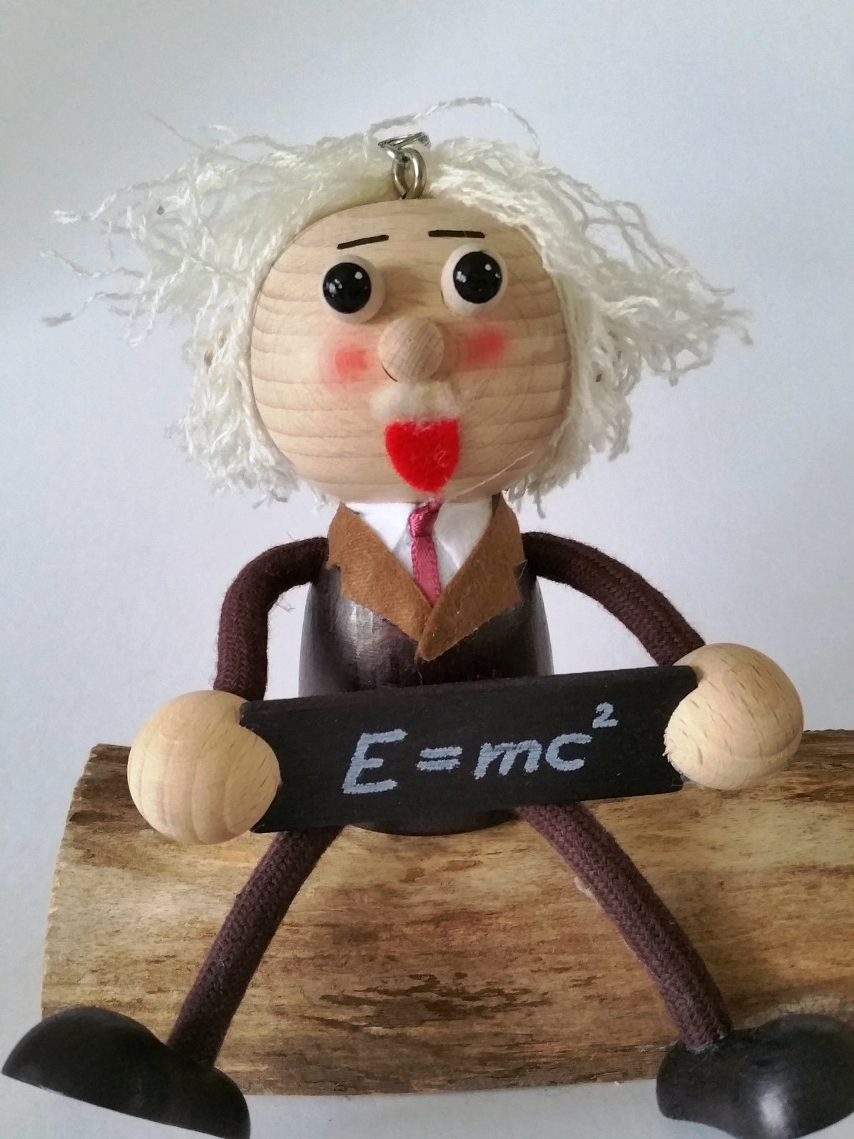 Handcrafted Einstein Wooden Bouncy Puppet 🧑‍🔬⚡