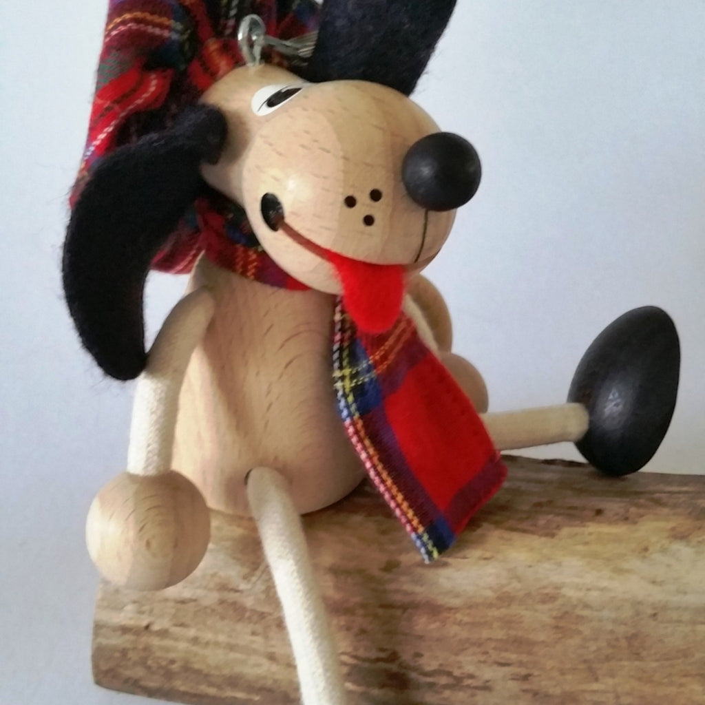 Handcrafted Scottish Dog Wooden Bouncy Puppet 🐶🏴‍☠️