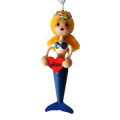 Handcrafted Blonde Mermaid Wooden Bouncy Puppet 🧜‍♀️💙 — Blue Tail
