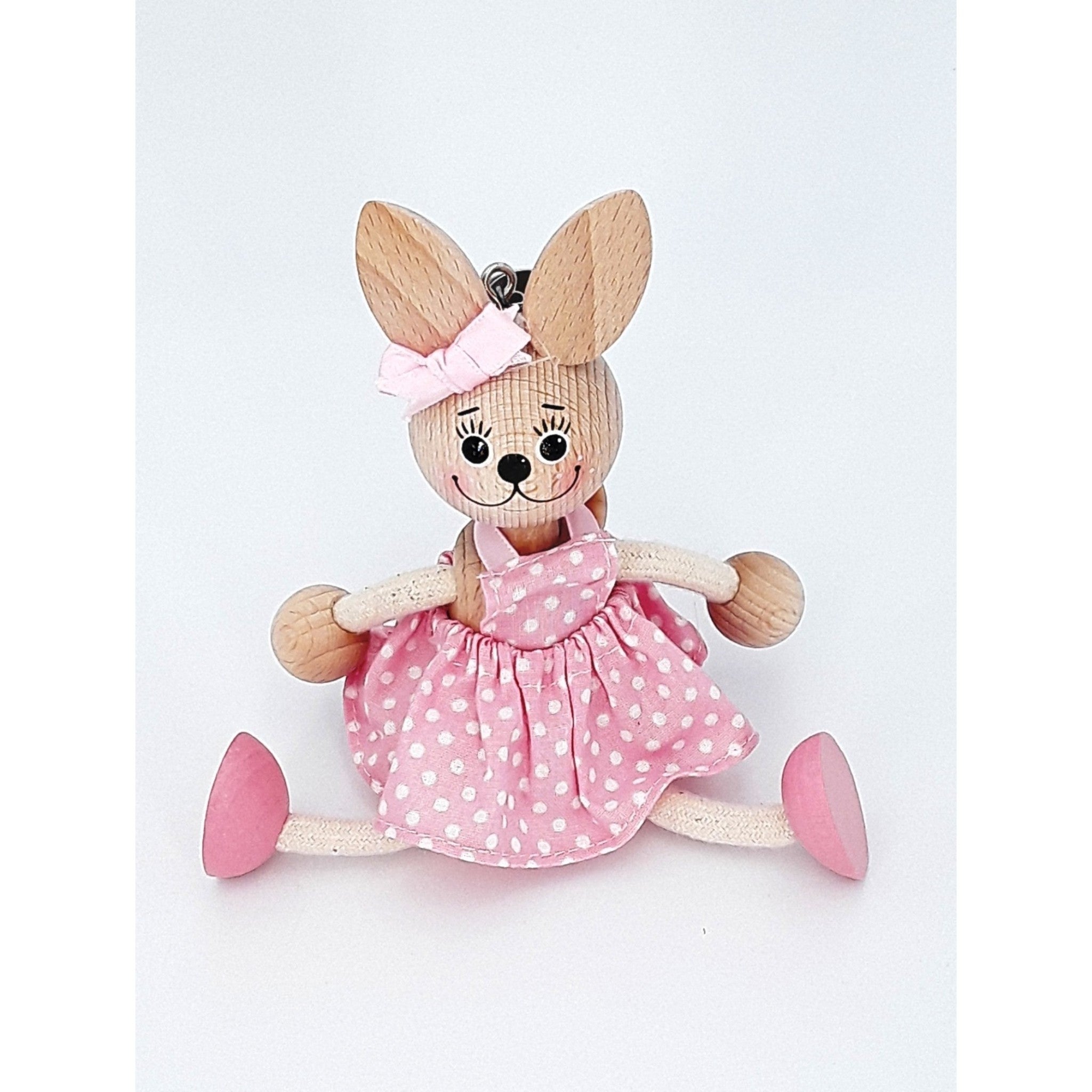 Handcrafted Bunny Girl Wooden Bouncy Puppet 🐰💗