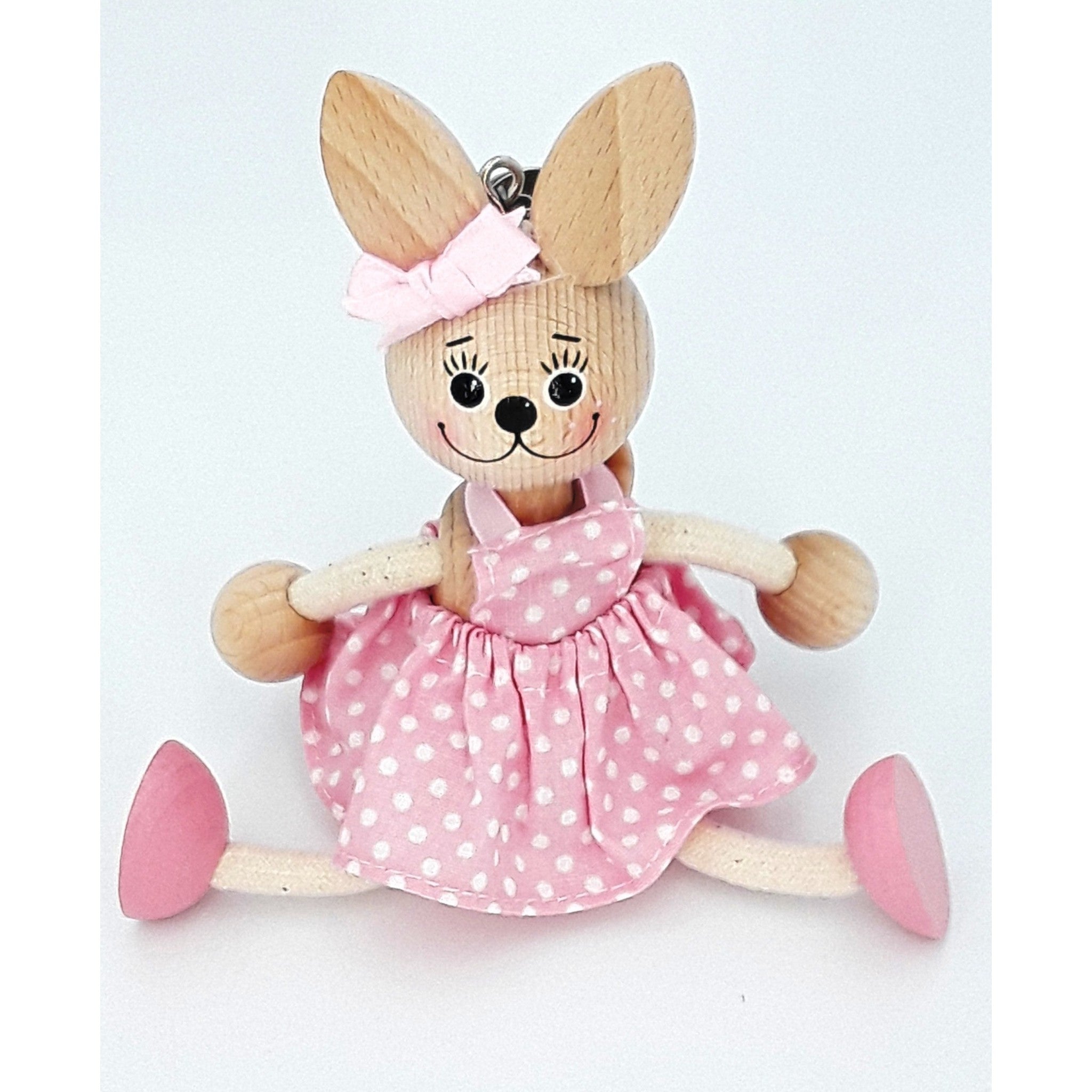 Handcrafted Bunny Girl Wooden Bouncy Puppet 🐰💗