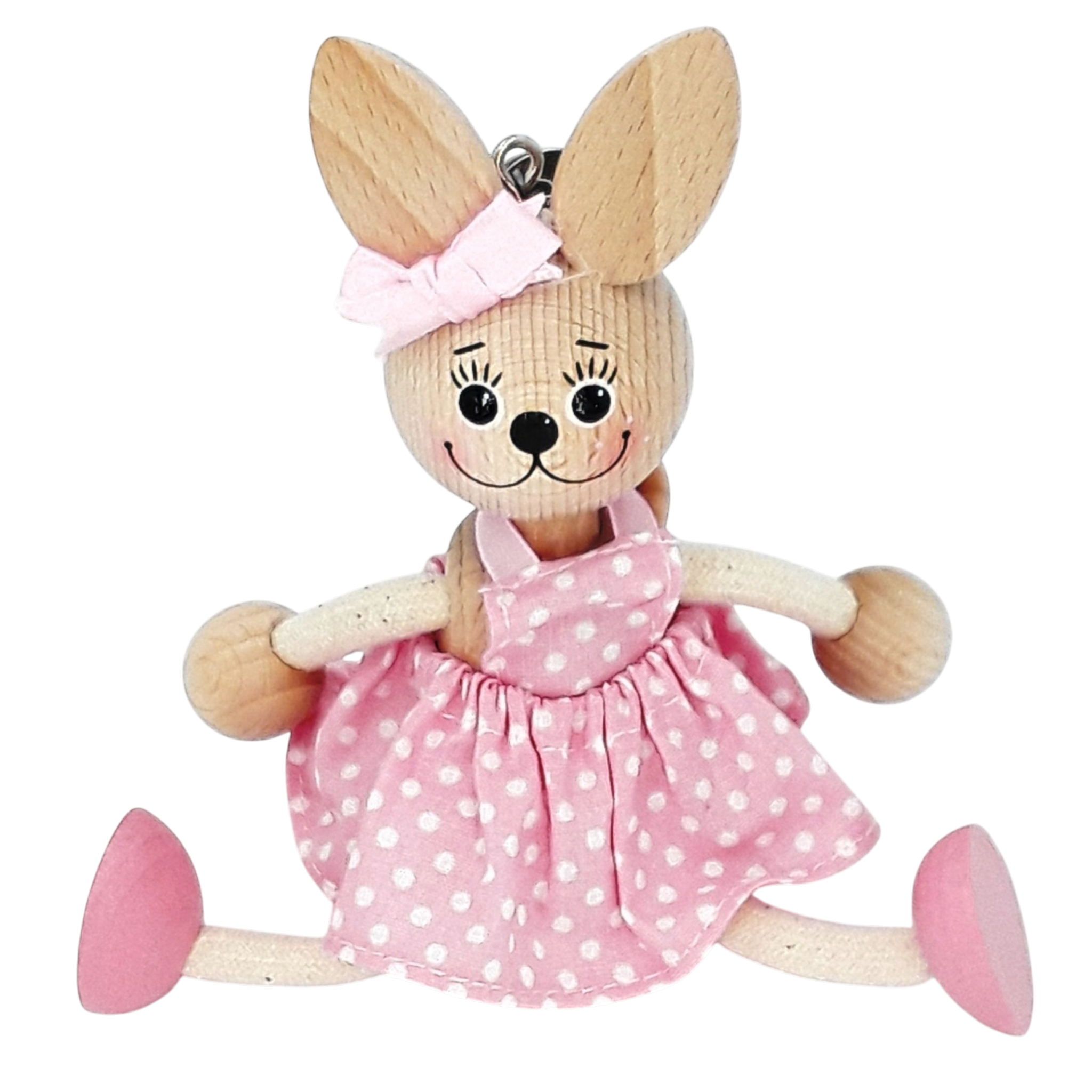 Handcrafted Bunny Girl Wooden Bouncy Puppet 🐰💗