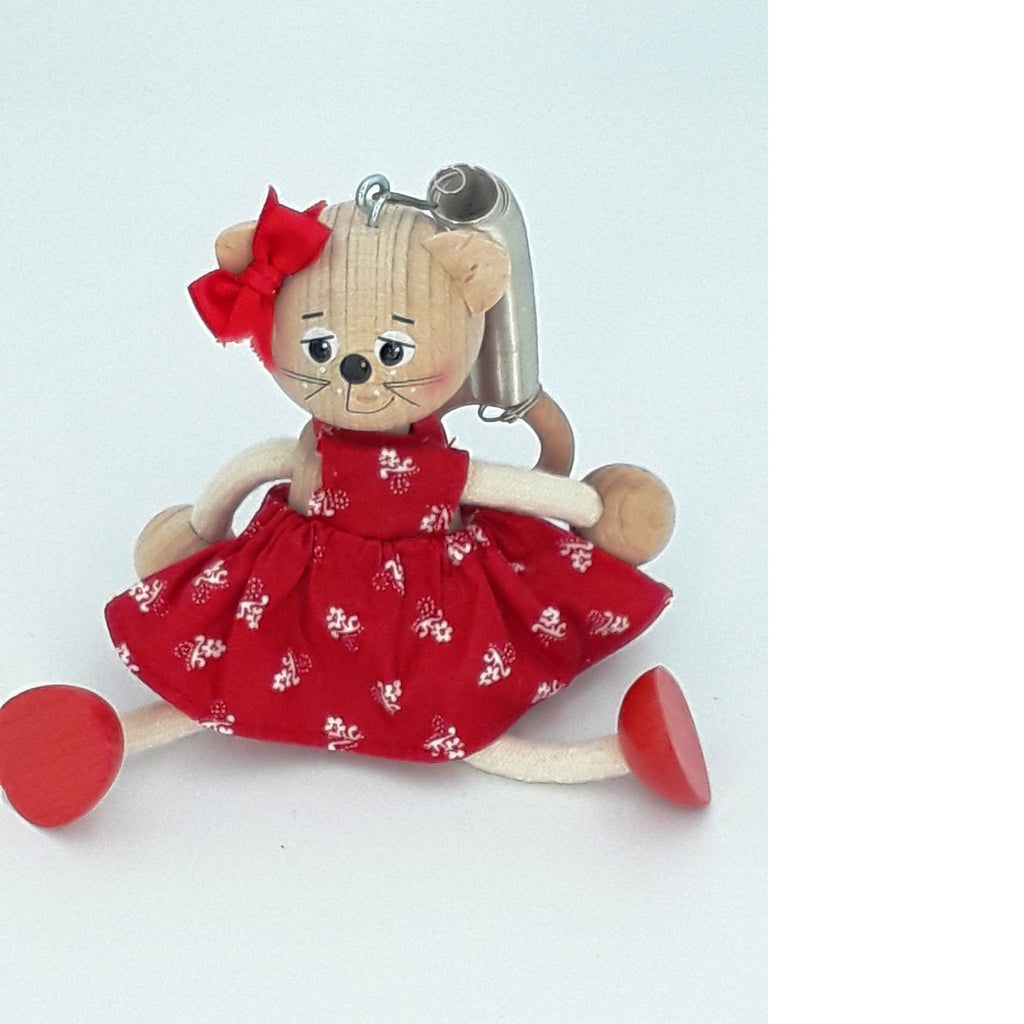 Handcrafted Cat Girl Wooden Bouncy Puppet 🐱🎀