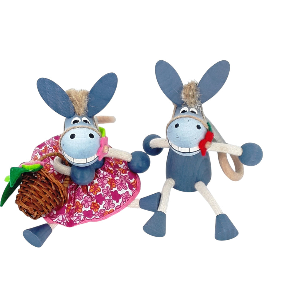 Handcrafted Donkey Boy Wooden Bouncy Puppet 🐴🎀