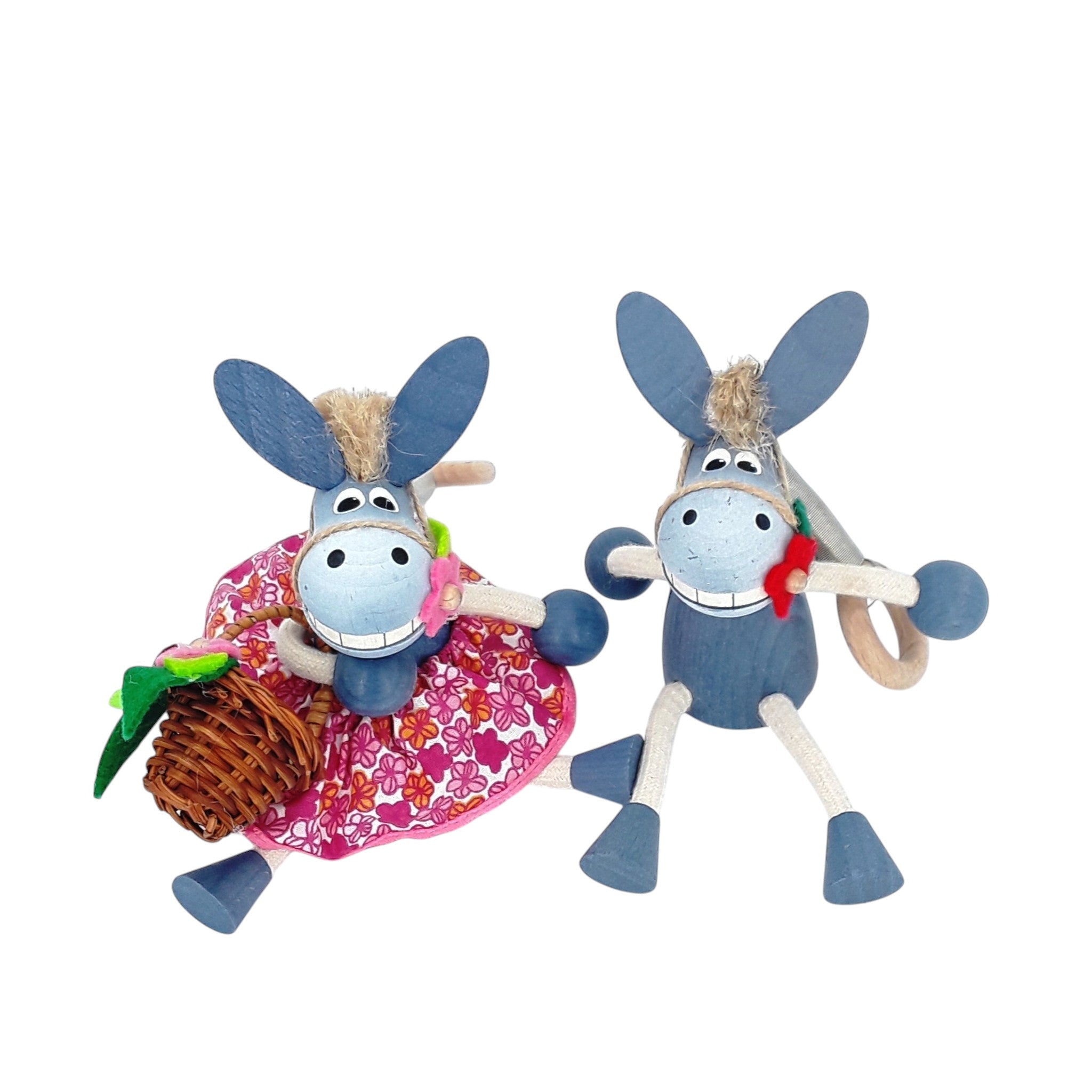 Handcrafted Donkey Boy Wooden Bouncy Puppet 🐴🎀