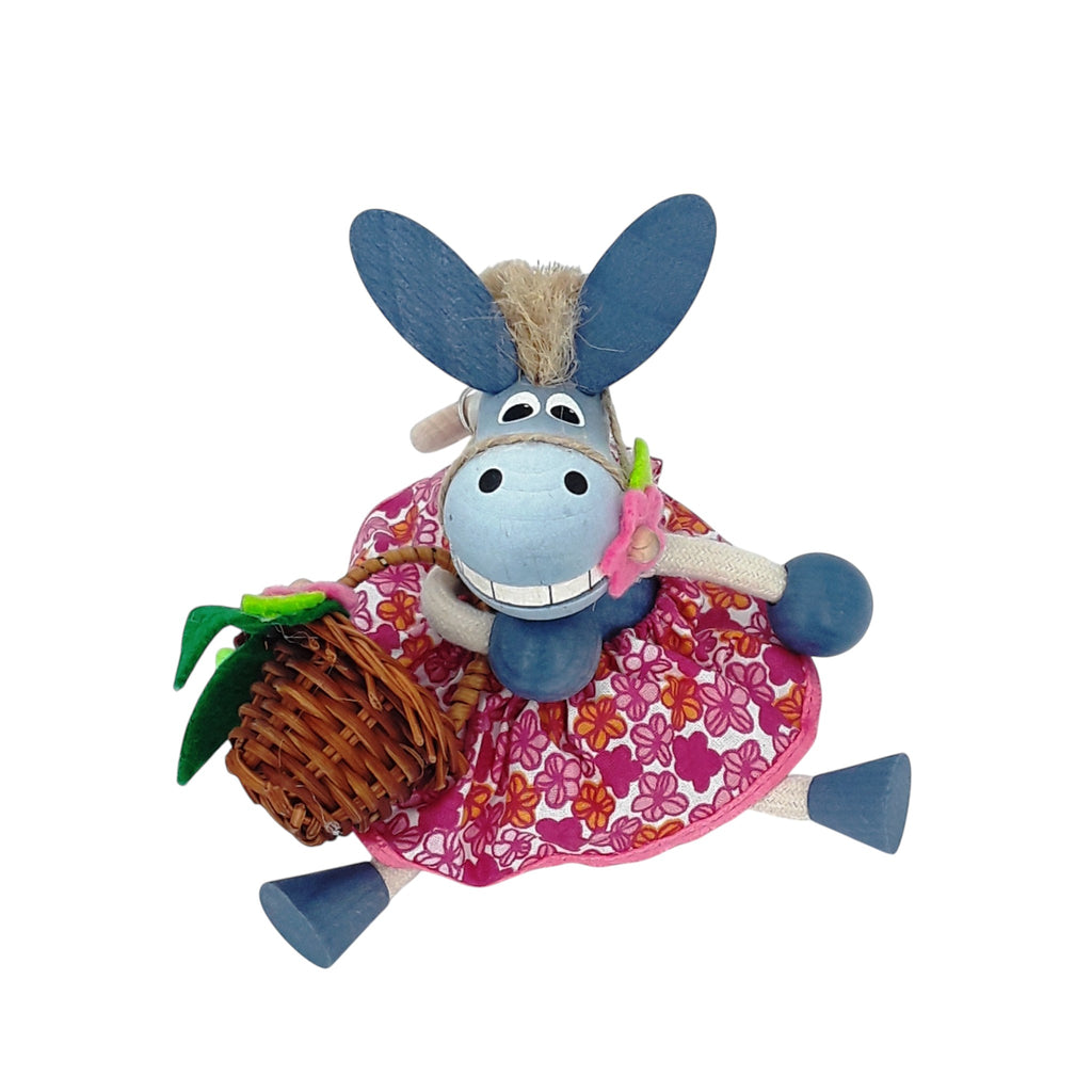Handcrafted Donkey Girl Wooden Bouncy Puppet 🐴🌸