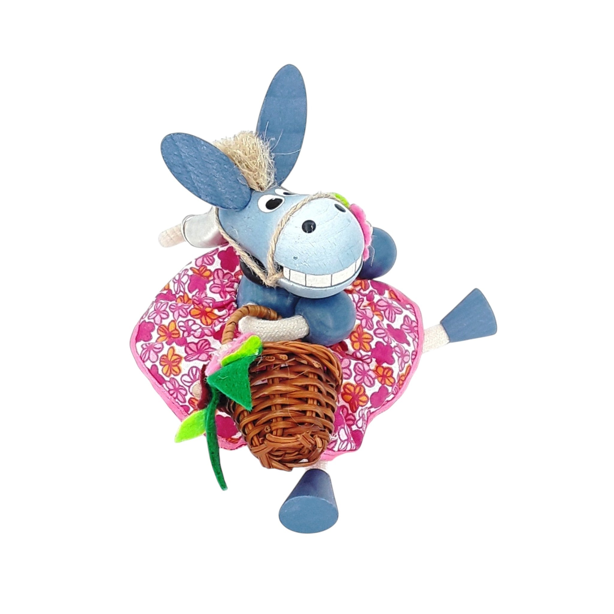 Handcrafted Donkey Girl Wooden Bouncy Puppet 🐴🌸