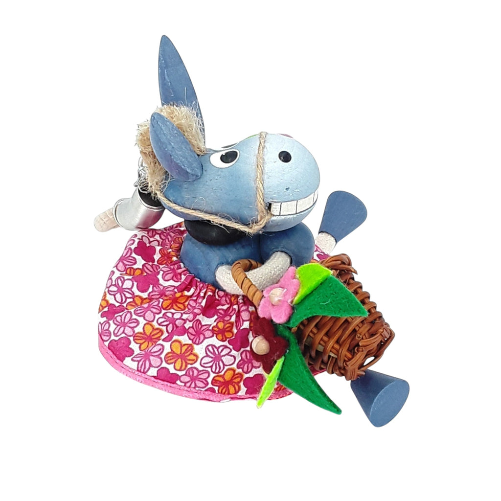 Handcrafted Donkey Girl Wooden Bouncy Puppet 🐴🌸