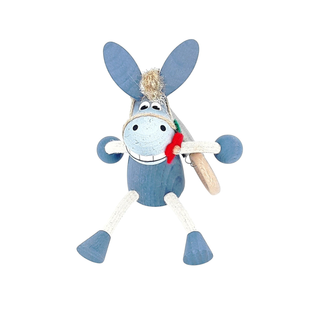 Handcrafted Donkey Boy Wooden Bouncy Puppet 🐴🎀