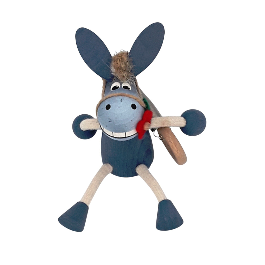 Handcrafted Donkey Boy Wooden Bouncy Puppet 🐴🎀
