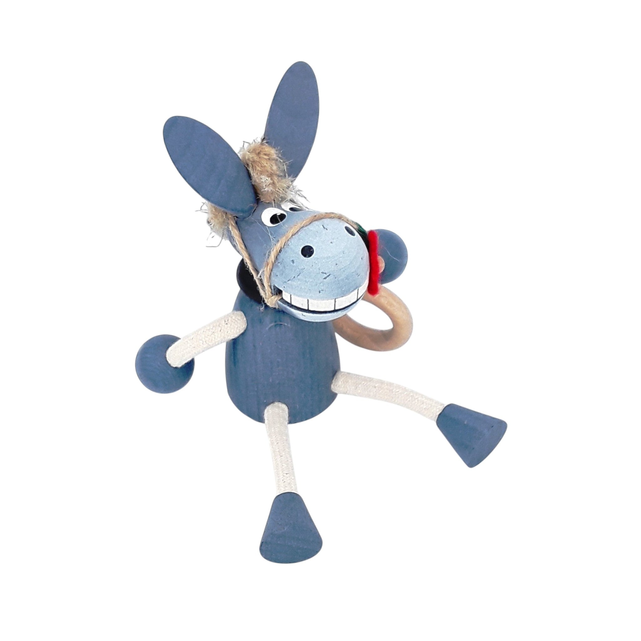 Handcrafted Donkey Boy Wooden Bouncy Puppet 🐴🎀