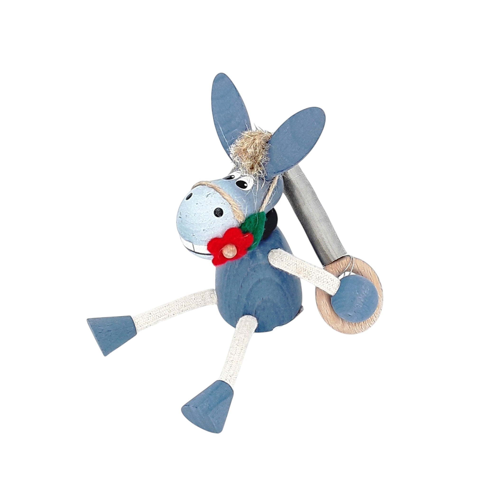 Handcrafted Donkey Boy Wooden Bouncy Puppet 🐴🎀