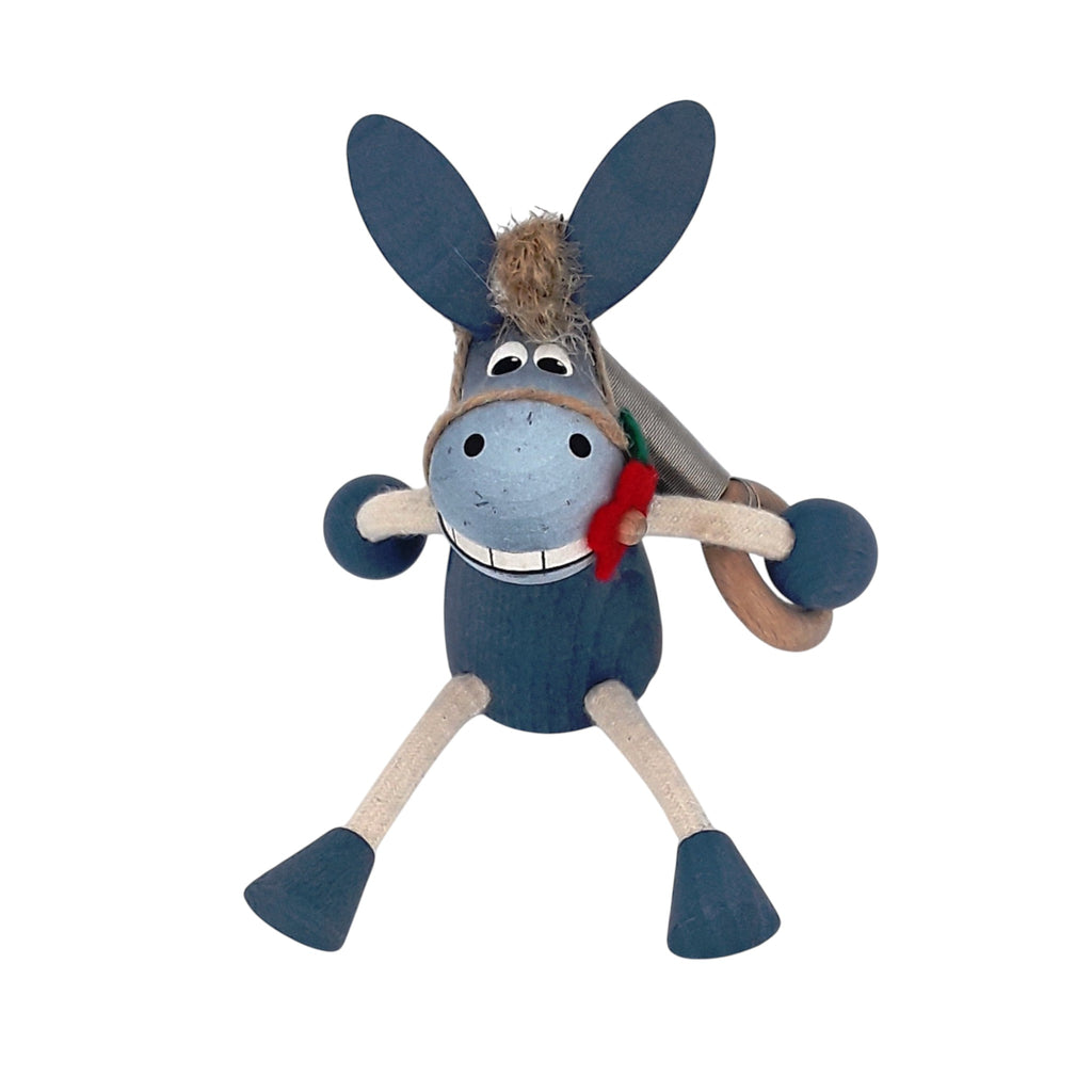 Handcrafted Donkey Boy Wooden Bouncy Puppet 🐴🎀