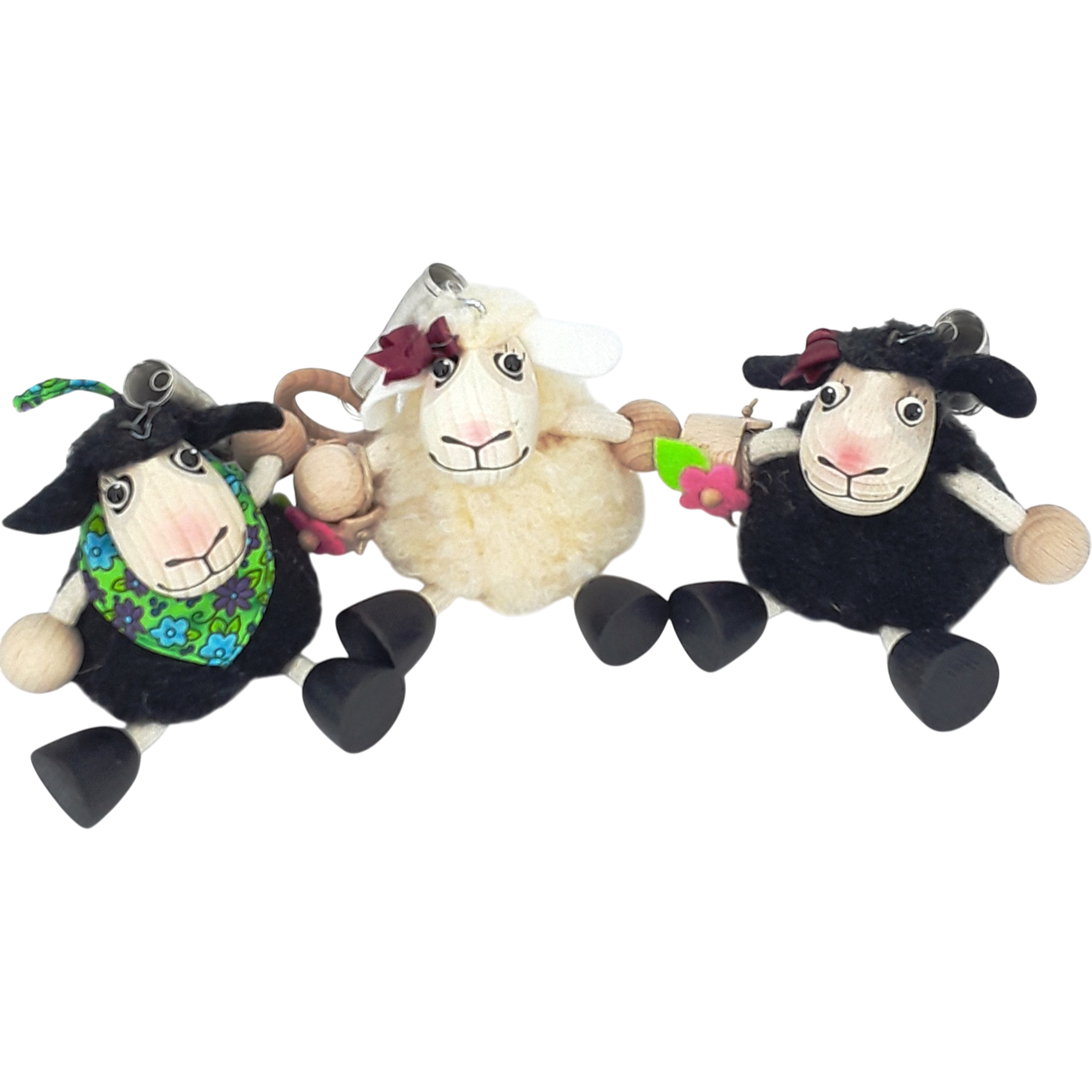 Handcrafted Black Sheep Boy Wooden Bouncy Puppet 🐑🌿