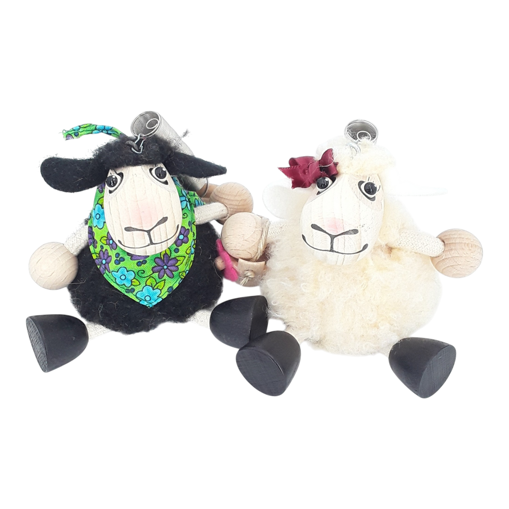 Handcrafted Black Sheep Boy Wooden Bouncy Puppet 🐑🌿