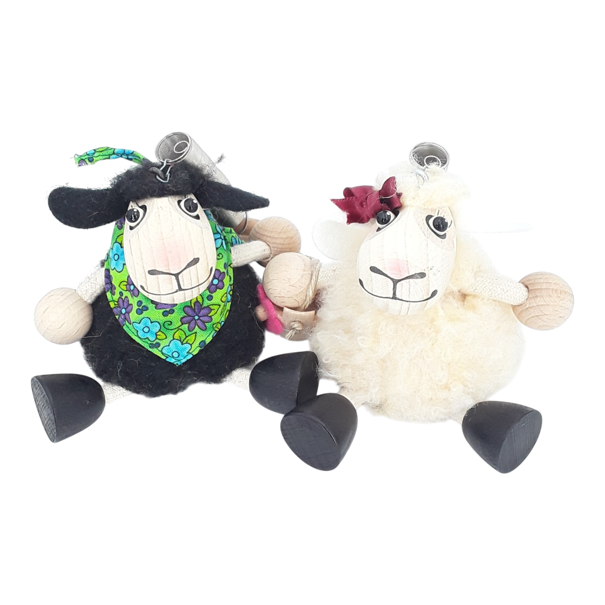 Handcrafted Black Sheep Boy Wooden Bouncy Puppet 🐑🌿