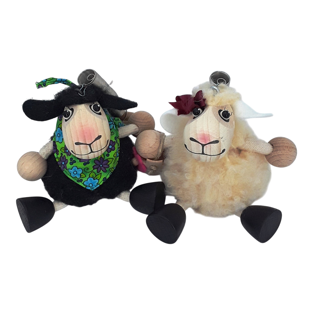Handcrafted Black Sheep Boy Wooden Bouncy Puppet 🐑🌿