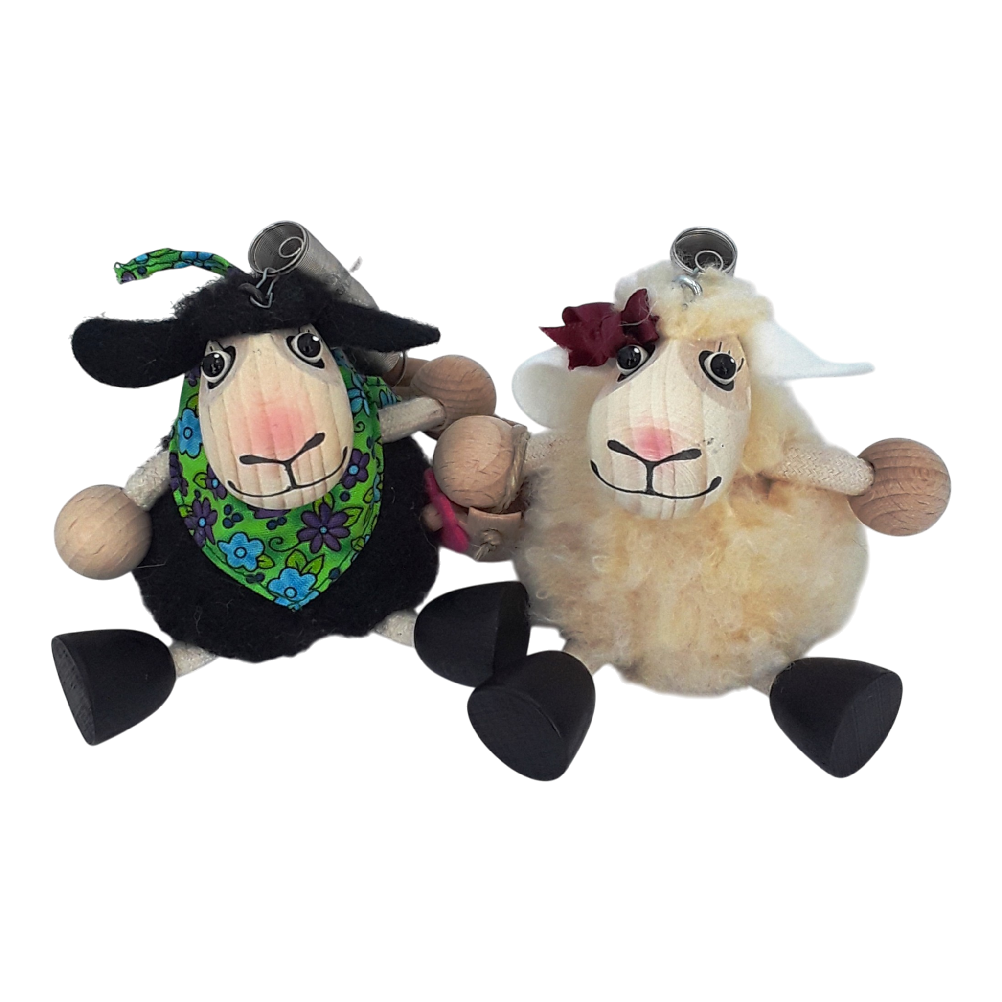 Handcrafted Black Sheep Boy Wooden Bouncy Puppet 🐑🌿