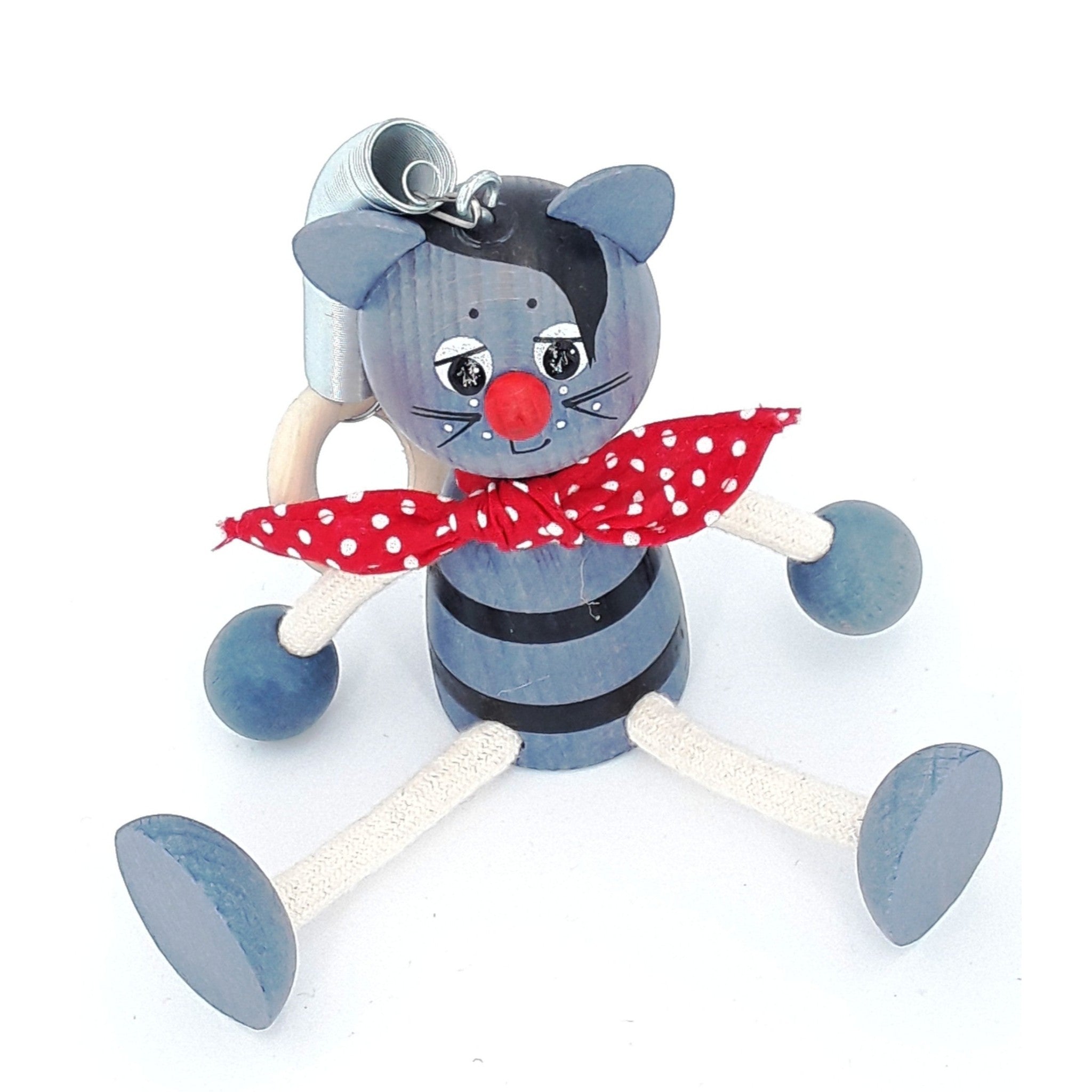 Handcrafted Cat Boy Blue Wooden Bouncy Puppet 🐱💙
