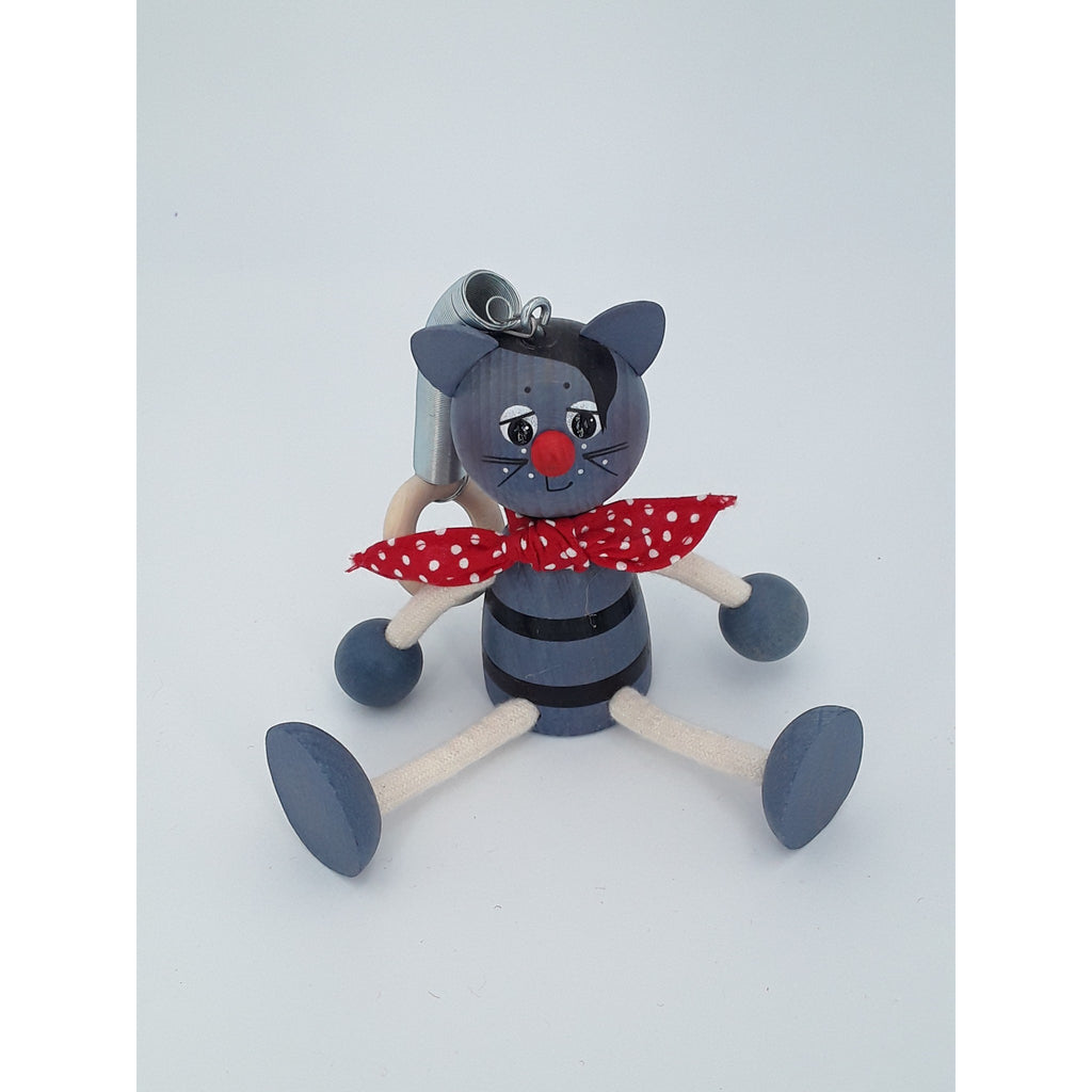 Handcrafted Cat Boy Blue Wooden Bouncy Puppet 🐱💙