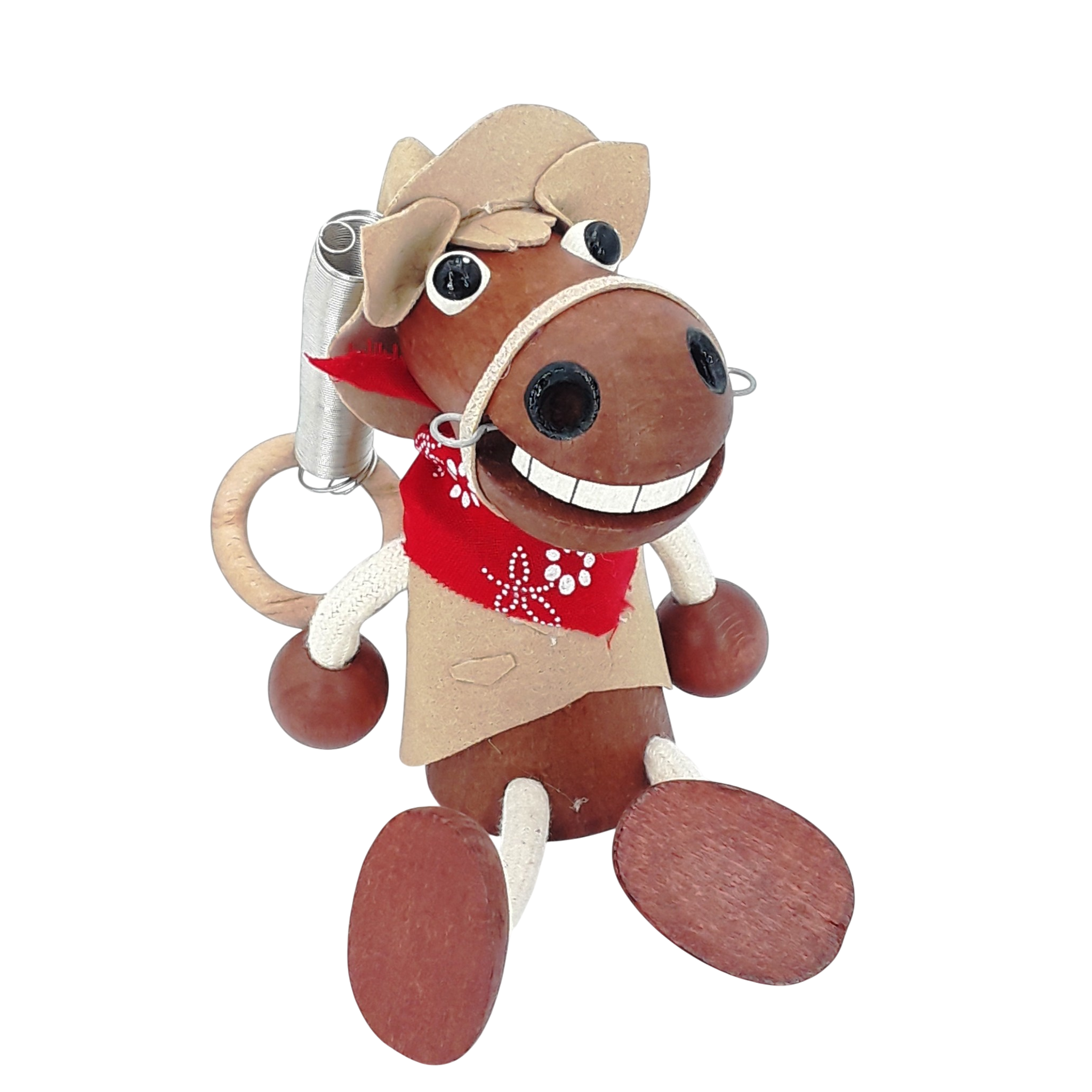 Handcrafted Cowboy Horse Wooden Bouncy Puppet 🐴