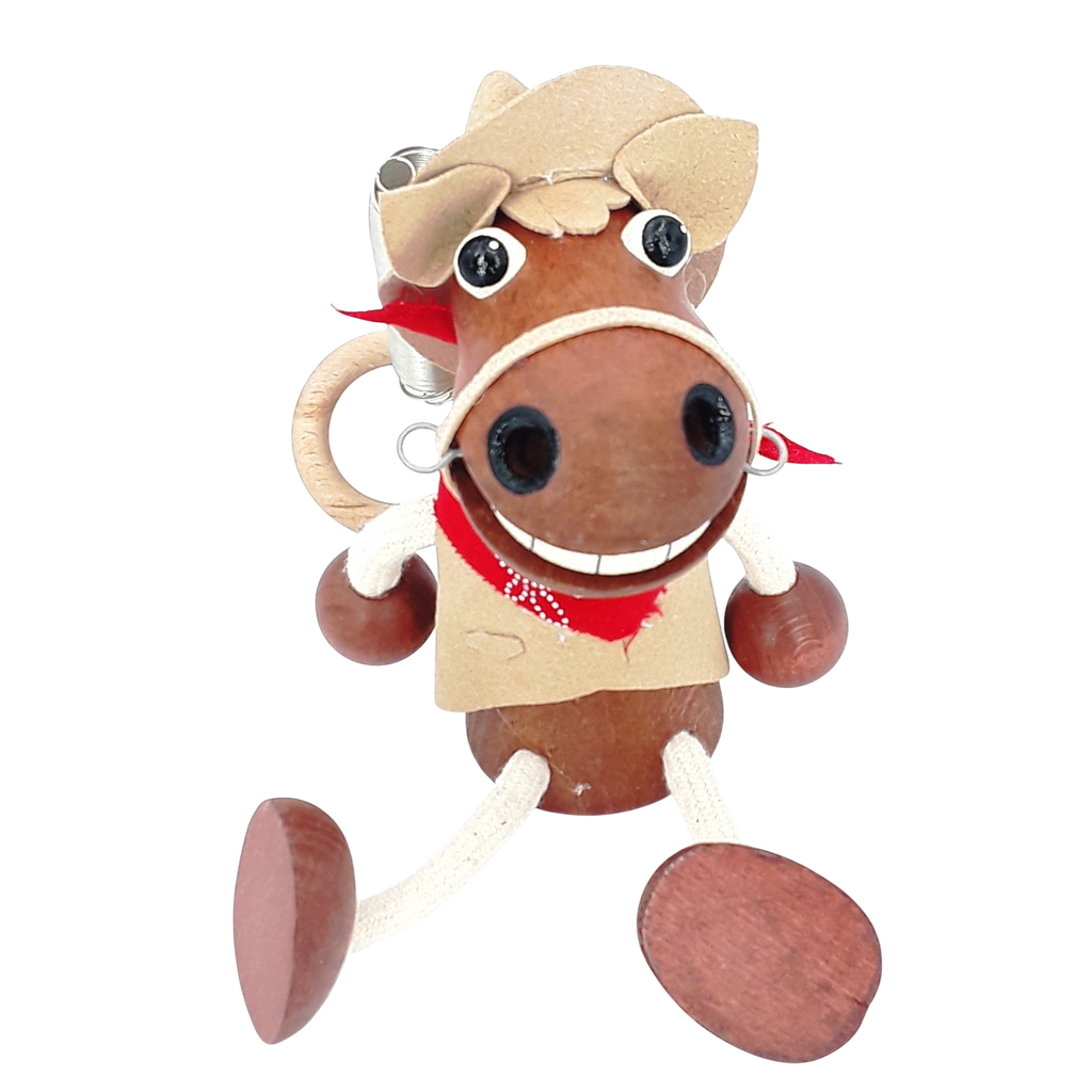 Handcrafted Cowboy Horse Wooden Bouncy Puppet 🐴