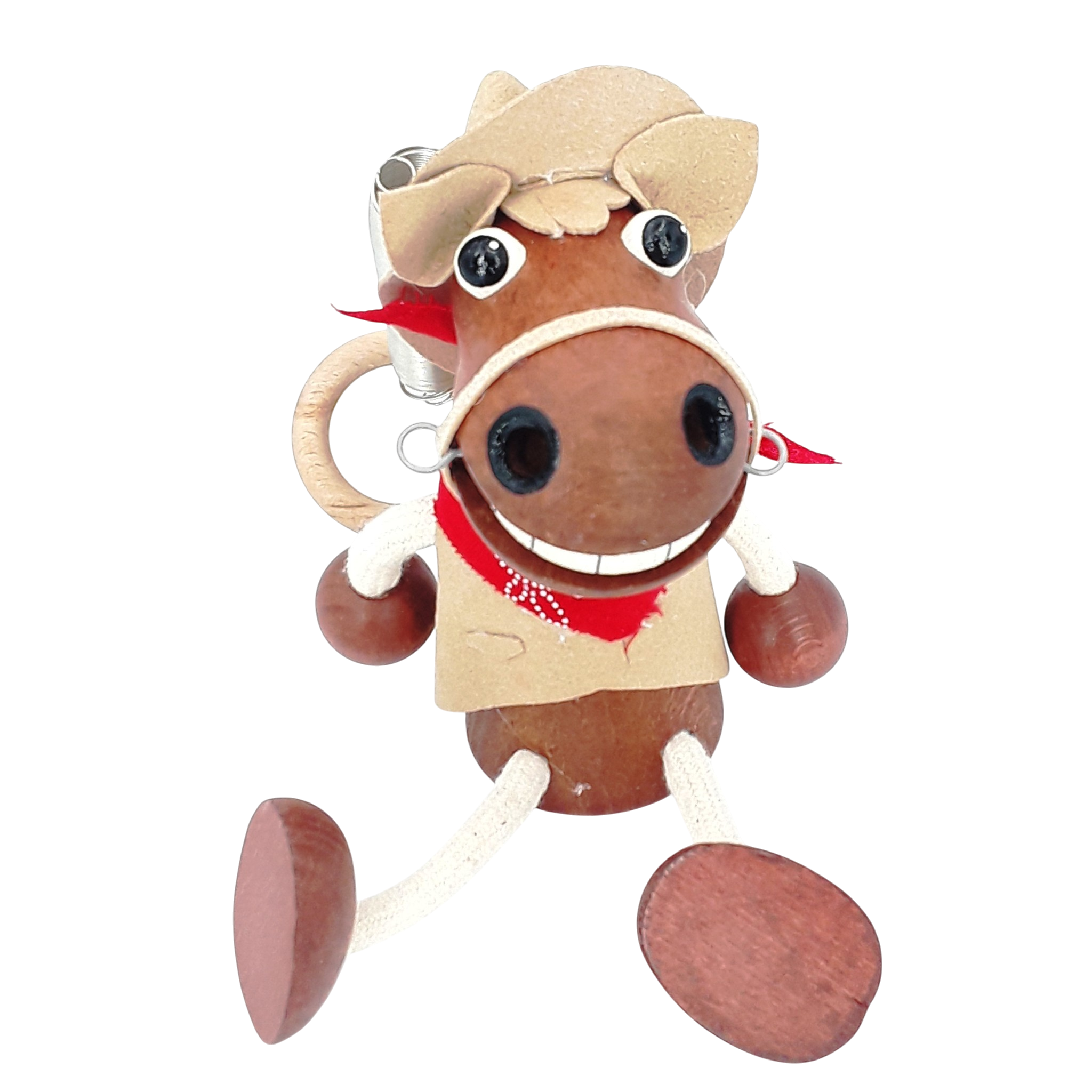 Handcrafted Cowboy Horse Wooden Bouncy Puppet 🐴