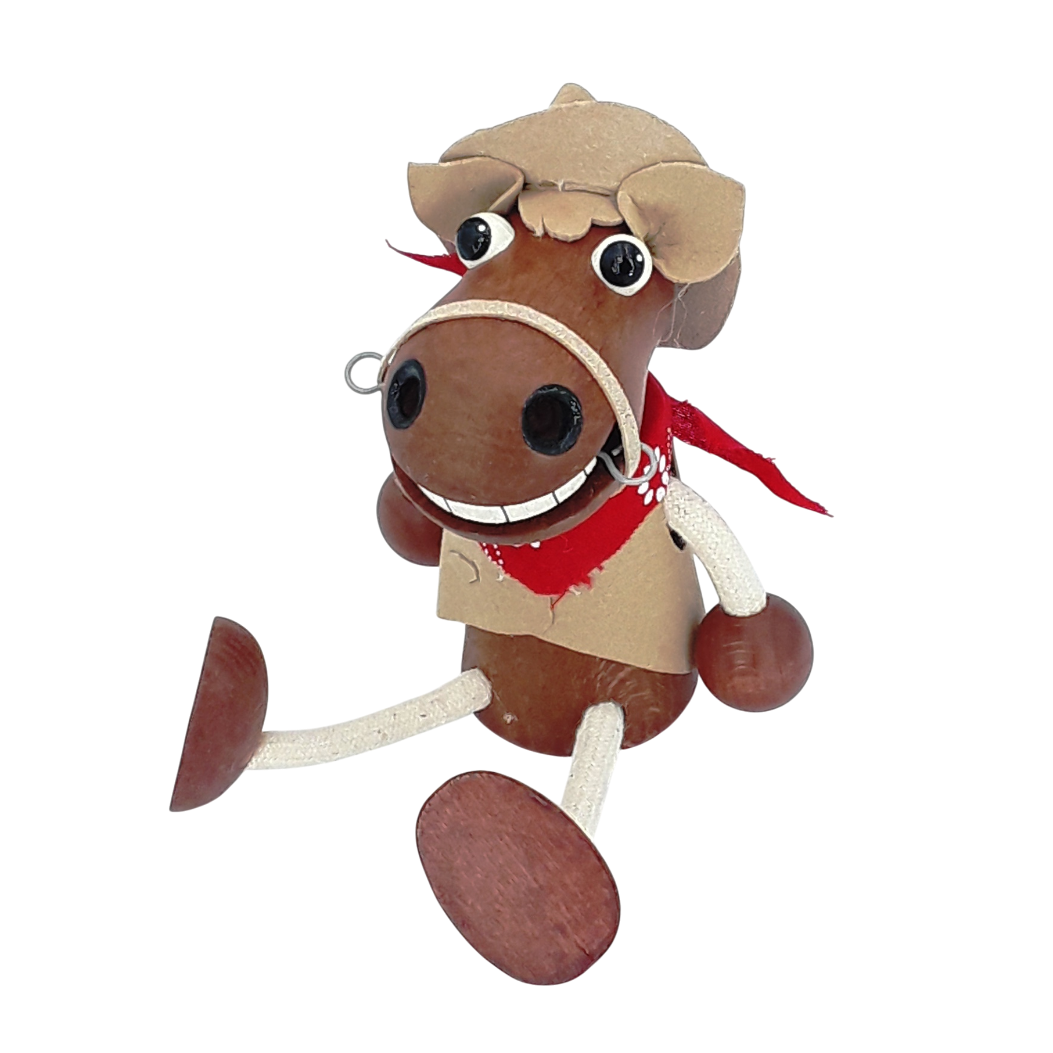 Handcrafted Cowboy Horse Wooden Bouncy Puppet 🐴
