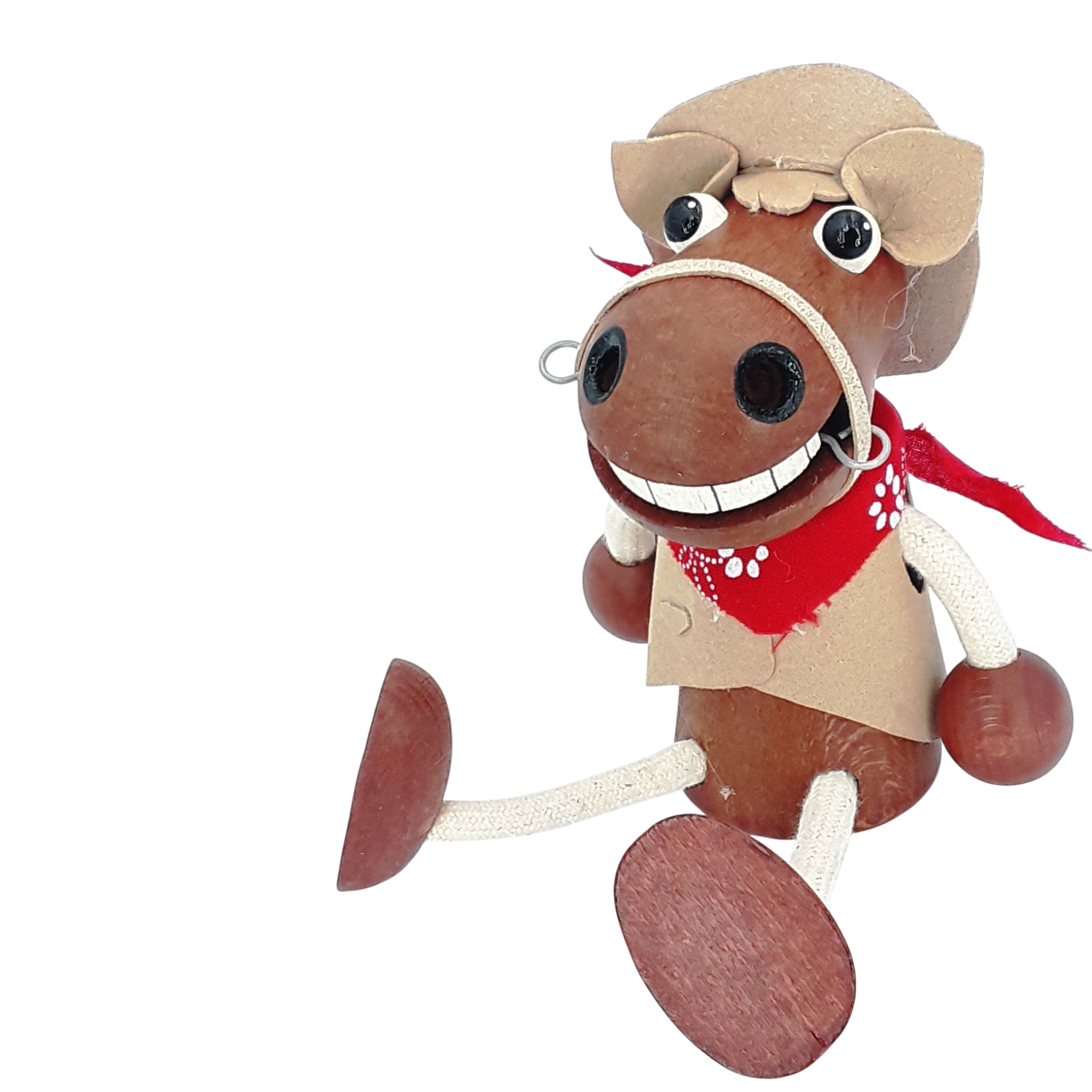 Handcrafted Cowboy Horse Wooden Bouncy Puppet 🐴