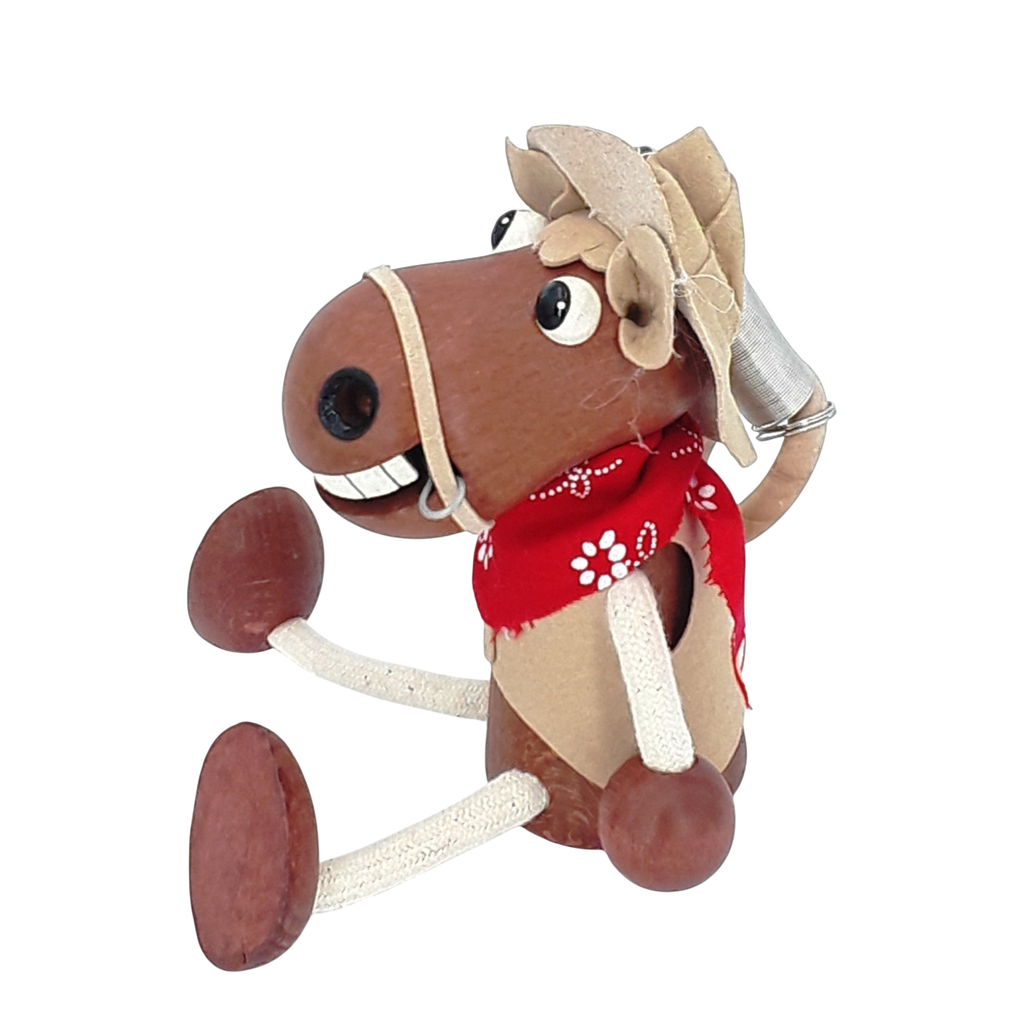 Handcrafted Cowboy Horse Wooden Bouncy Puppet 🐴