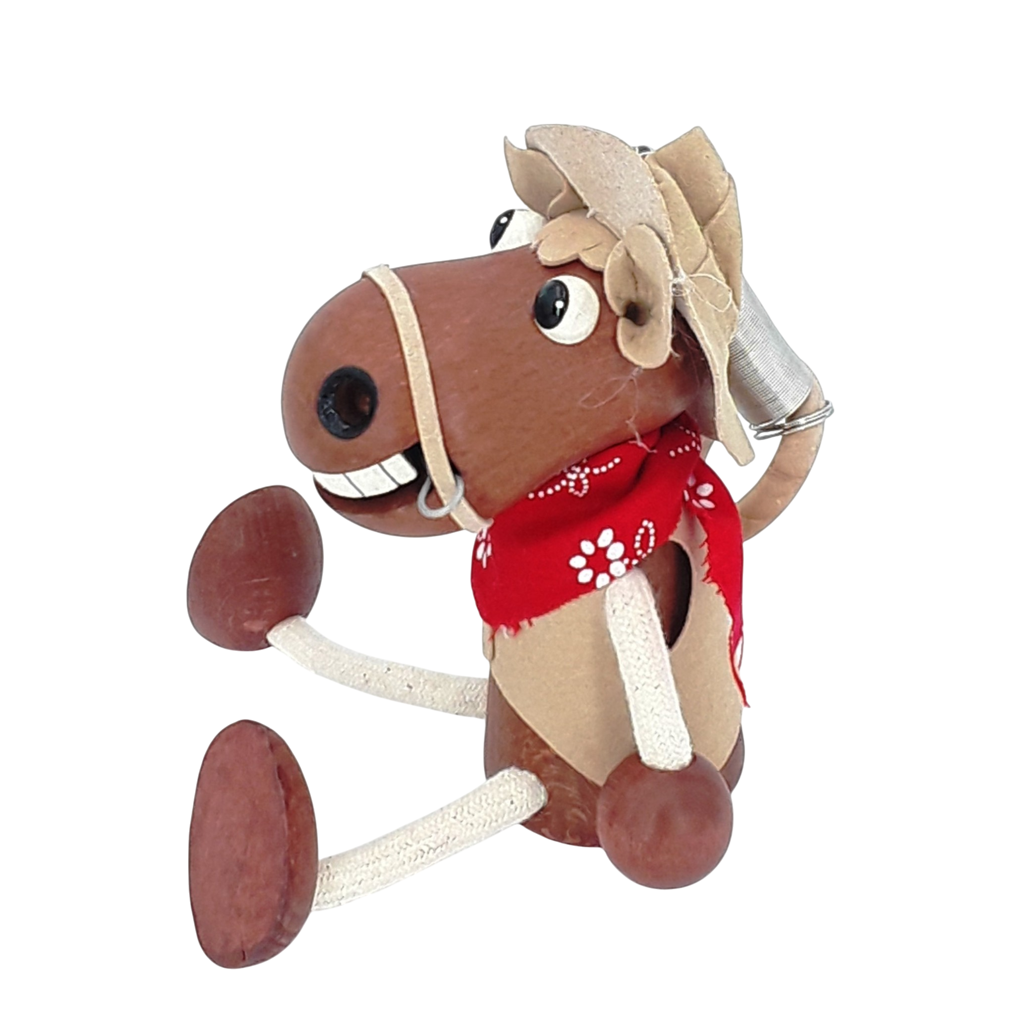 Handcrafted Cowboy Horse Wooden Bouncy Puppet 🐴