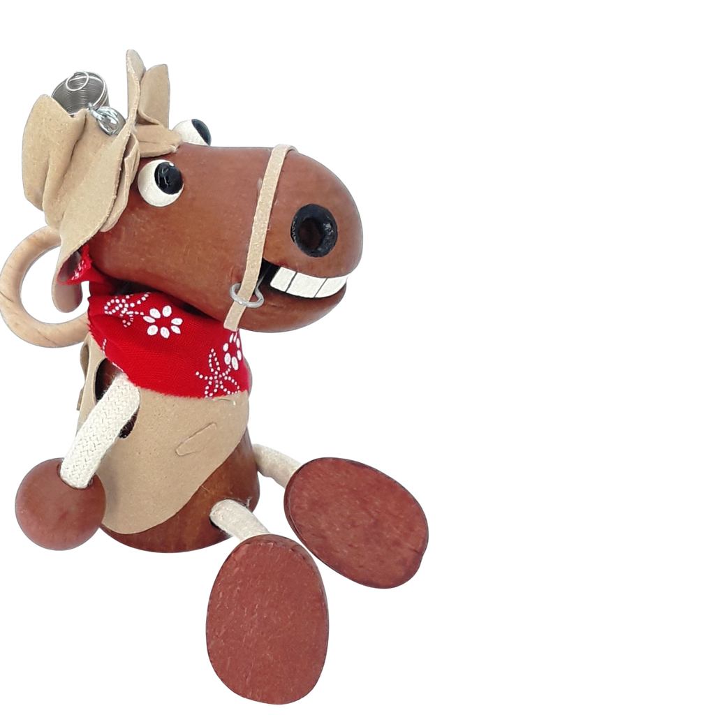 Handcrafted Cowboy Horse Wooden Bouncy Puppet 🐴