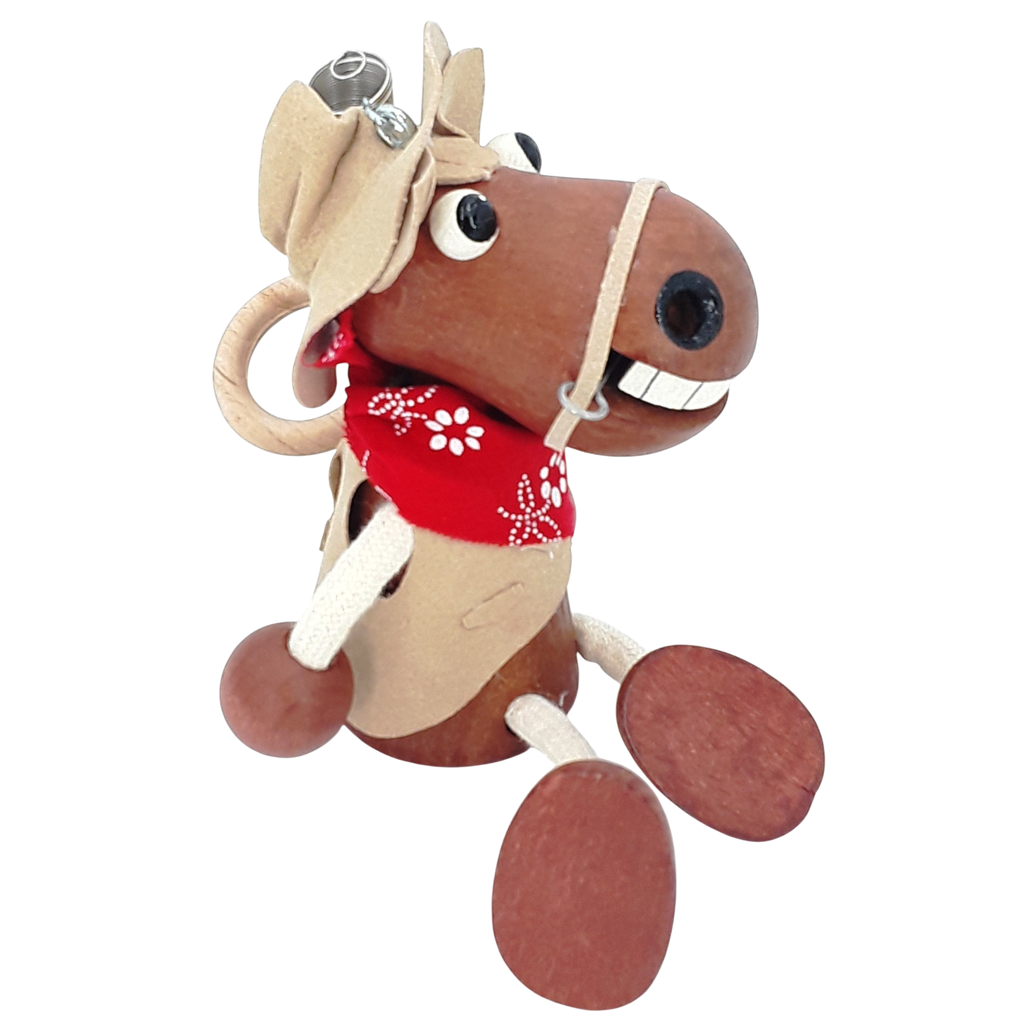 Handcrafted Cowboy Horse Wooden Bouncy Puppet 🐴