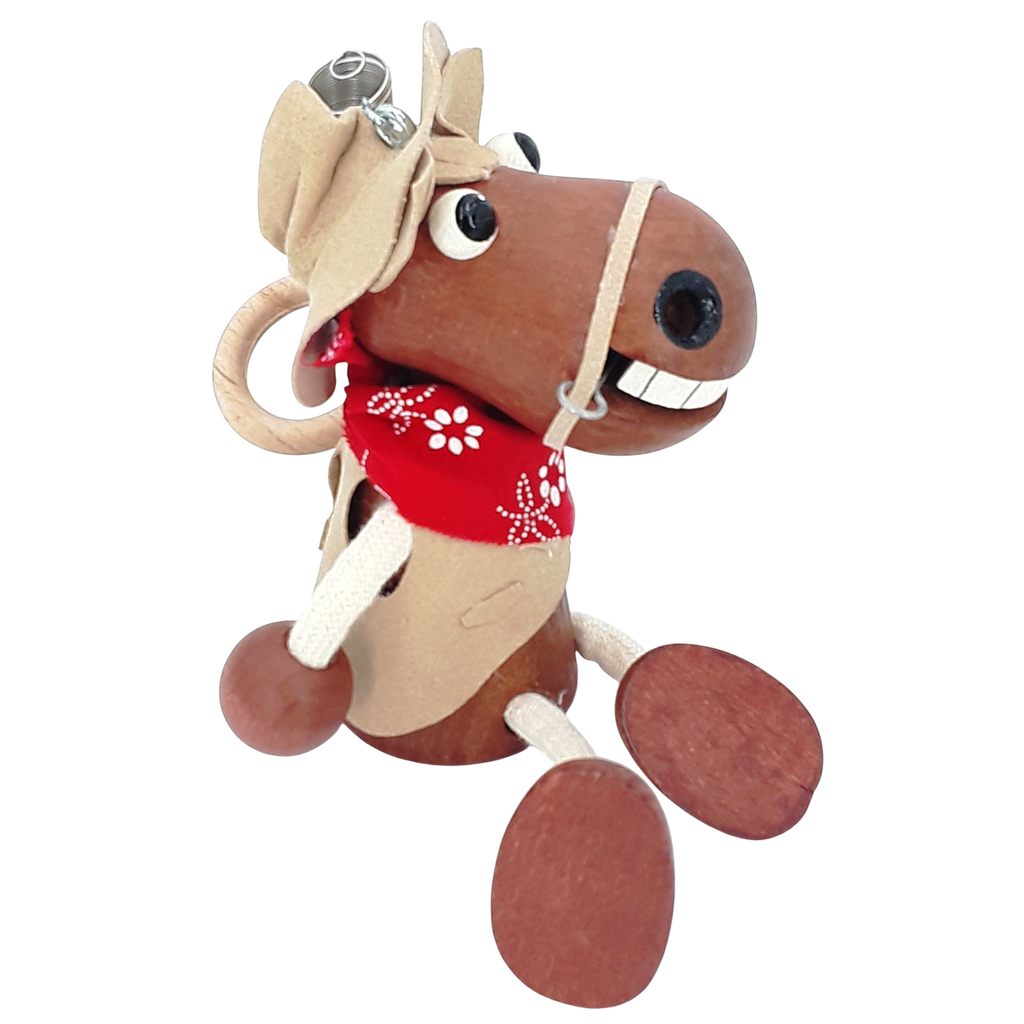 Handcrafted Cowboy Horse Wooden Bouncy Puppet 🐴