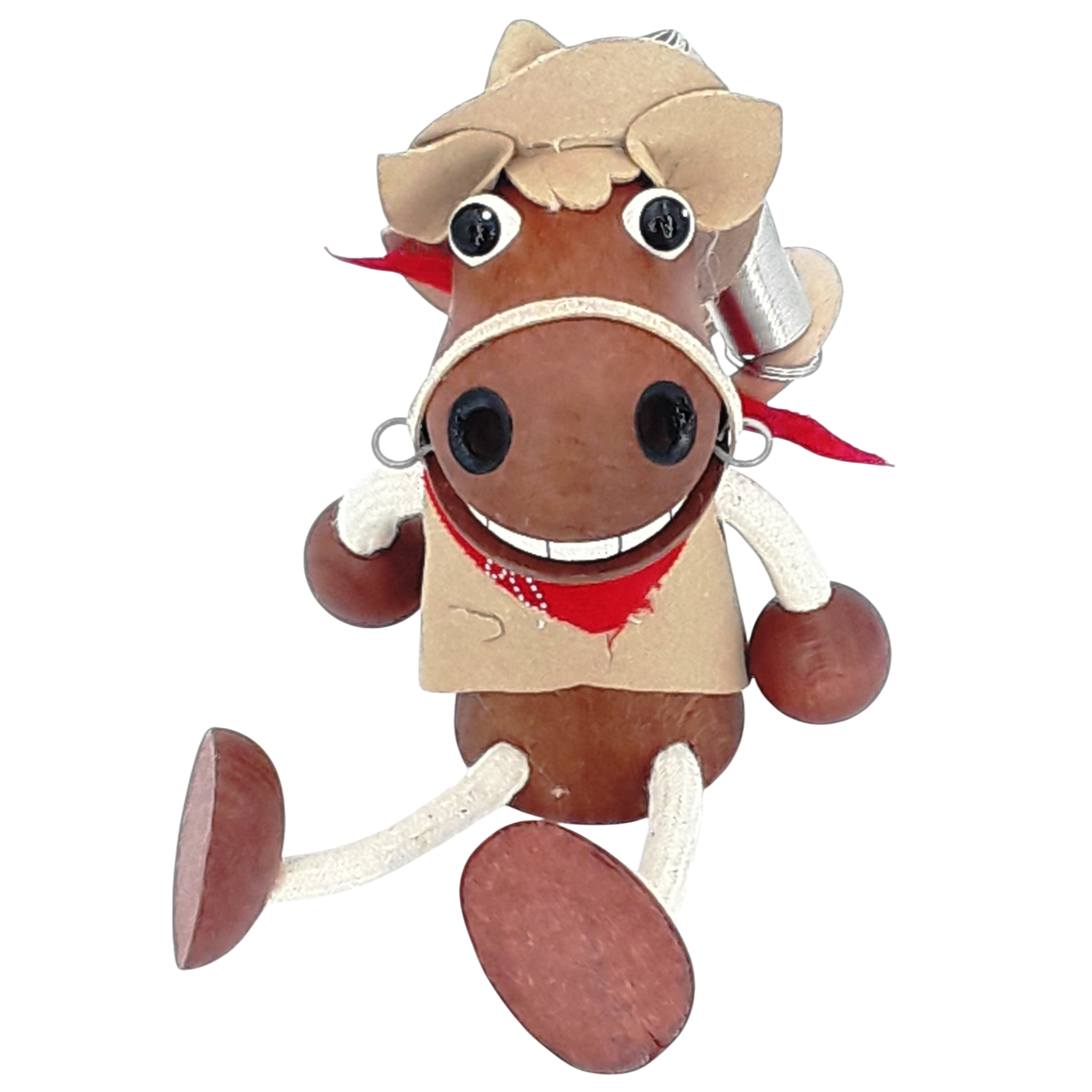 Handcrafted Cowboy Horse Wooden Bouncy Puppet 🐴