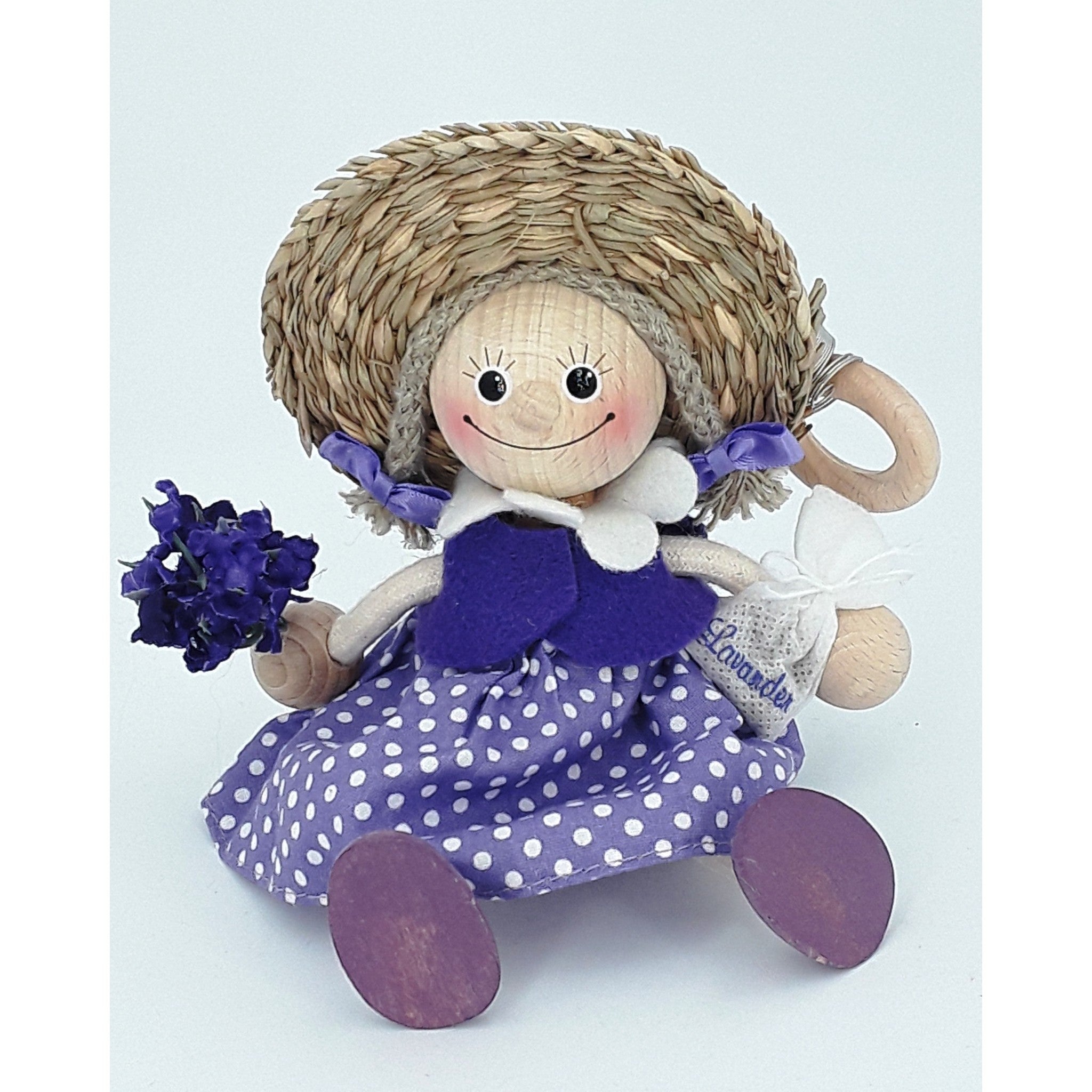 Handcrafted Lavender Girl Wooden Bouncy Puppet 💐💜